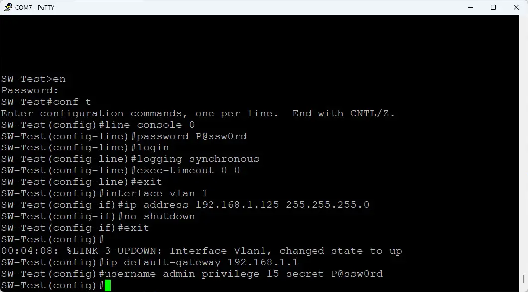 تعریف کاربر در سوئیچ سیسکو