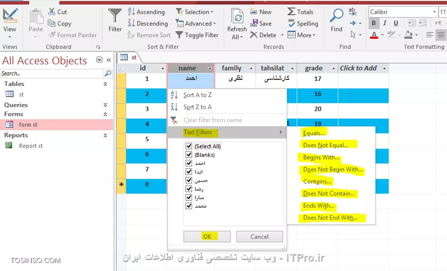 آموزش اکسس 2016 (Access) قسمت 10 :  کار با جداول 