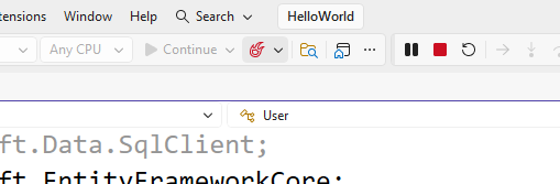 تصویر از قابلیت Hot Reload در نوار ابزار ویژوال استودیو