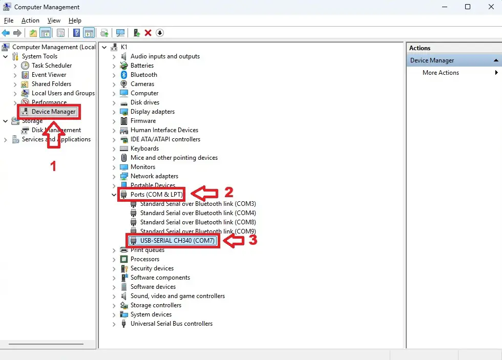 پنجره Computer Management و Device Manager