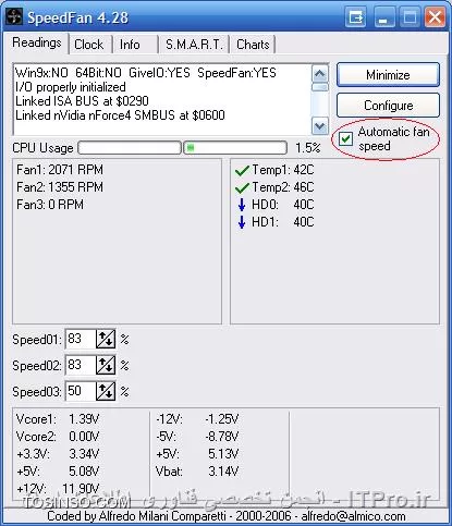 مشاهده دمای CPU با استفاده از SpeedFan