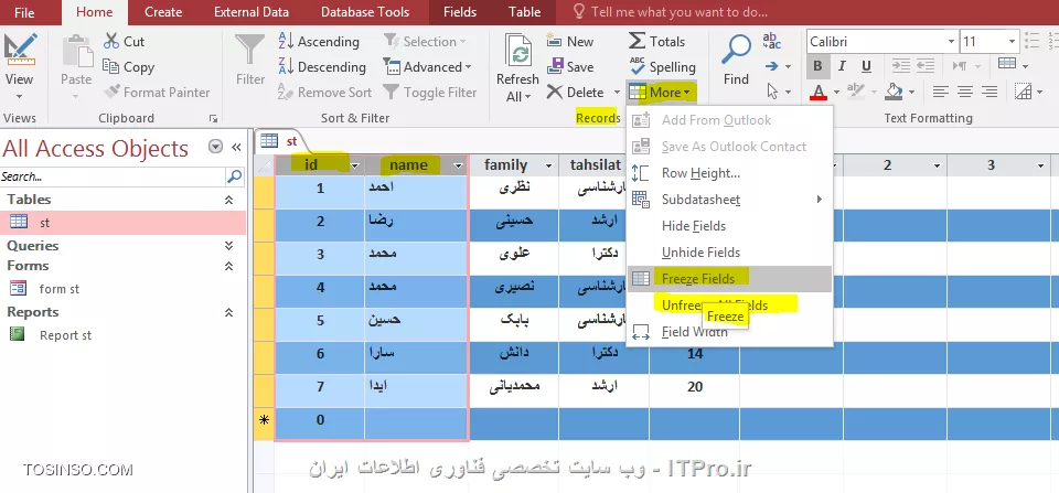 آموزش اکسس 2016 (Access) قسمت 11 : کار با جداول