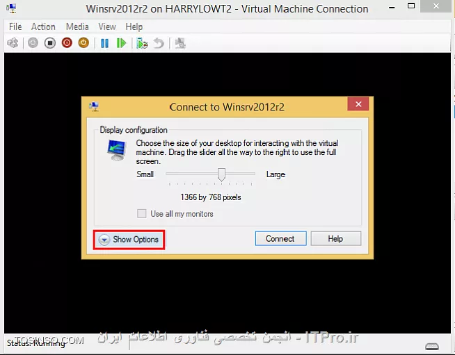 دوست گرامی شما باید با استفاده از Hyper-V Enhanced Session Mode از منابع سیستم هاستتون استفاده کنید از این طریق میتونید به آیتم های زیر دسترسی داشته باشید :
<left>

      Display Configuration
     Audio redirection
     Printer redirection
     Full clipboard support (improved over limited prior-generation clipboard support)
     Smart Card support
     USB Device redirection
     Drive redirection
     Redirection for supported Plug and Play devices

<left>
اول از همه مطمئن شید که Remote desktop services در ماشین مجازیتون استارت شده باشه من خودم سر این کلی سرکار رفتم :)
برای اینکار  Logo + R وبعد services.msc و طبق عکس
||http://virtualization.tosinso.com/files/get/45c57e45-10c3-40be-bf74-ef2b769d3979||
مرحله بعد Hyper-V Manager رو اجرا و روی ماشینتون راست کلیک کرده و Hyper-V settings را انتخاب نمائید
||http://virtualization.tosinso.com/files/get/c9674443-d0b6-475f-bbfe-20338d7c0b6a||
حال در قسمت Enhanced Session Mode policy تیک Allow Enhanced Session Mode رو بزنید
||http://virtualization.tosinso.com/files/get/0e323d96-6997-466c-8656-c05735b89ce1||
در قسمت Enhanced Session Mode تیک Use Enhanced Session Mode رو هم بزنید
||http://virtualization.tosinso.com/files/get/8e1a04be-dd84-48ee-9015-2797dc68fe55||
 حالا ماشینتون رو Connect کنید وباید عکس زیر رو ببینید
||http://virtualization.tosinso.com/files/get/0712db89-5500-42ab-8456-145f0585e12a||
برای تنظیمات صدا از اینجا Local Resources
||http://virtualization.tosinso.com/files/get/33efb93a-e486-49be-817a-5fdb9f89dabe||
و سایر قسمت ها از More استفاده کنید تا از USB و مثلا دوربین کنن یا پرینتر و هارد اکسترنال یا درایوی که بعدا قصد اتصال اون رو دارید بتونید استفاده کنید
 ||http://virtualization.tosinso.com/files/get/62abfe89-edee-4381-9786-dab9ab29bcdd||
||http://virtualization.tosinso.com/files/get/46b94ded-f220-4397-ae76-e6bd726a33ab||
||http://virtualization.tosinso.com/files/get/45205fd8-6715-4443-a47f-490e96badb77||
دیگه شما از داخل ماشینتون به تمام این آیتم ها دسترسی خواهید داشت
