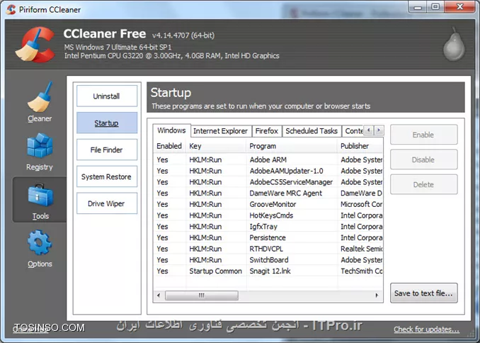 آموزش کار با نرم افزار Ccleaner