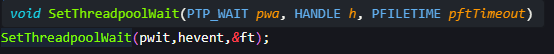 Excuted a ThreadWait object with the SetThreadpoolWait function