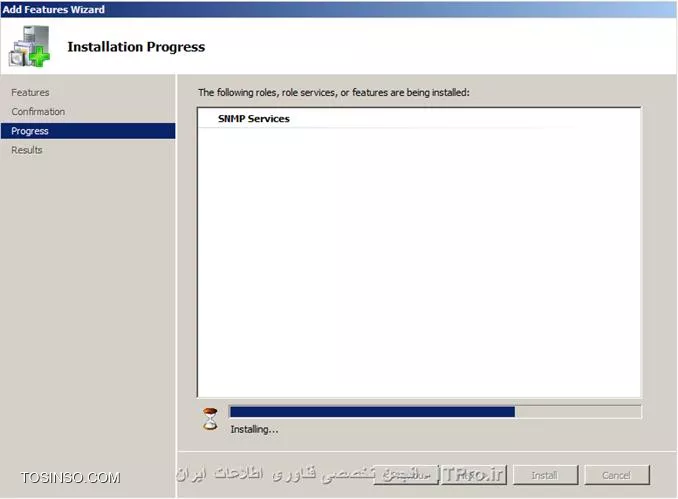 تصویر چهارم در حال نصب سرویس SNMP روی ویندوز سرور 2008