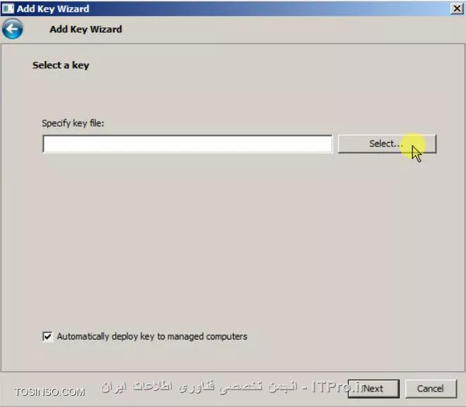 با سلام خدمت اساتید محترم و دوستان عزیز،در مطلب گذشته در مورد |طریقه نصب کنسول مدیریتی کسپرسکی::https://tosinso.com/articles/42652/%d8%a2%d9%85%d9%88%d8%b2%d8%b4-%d8%aa%d8%b5%d9%88%db%8c%d8%b1%db%8c-%d9%86%d8%b5%d8%a8-%da%a9%d9%86%d8%b3%d9%88%d9%84-%d9%85%d8%af%db%8c%d8%b1%db%8c%d8%aa%db%8c-%da%a9%d8%b3%d9%be%d8%b1%d8%b3%da%a9%db%8c-(Kaspersky)| آموزشش رو خدمتتون دادم و امروز میخوایم باهم روش های اضافه کردن لایسنس جدید رو به این کنسول مرور کنیم.در مطلب قبلی دوستان پرسیده بودند که این کنسول مدیریت به چه دردی میخوره که اگر با این مطالب همراه باشند در طول آموزش متوجه کارامدی این کنسول میشند ولی به طور اختصار خدمتتون ، عرض کنم که شما از طریق این کنسول و با ایجاد Task های مختلف میتونید از راه دور روی تمامی کلاینتاتون آنتی ویروس نصب کنید،اگر آلوده شدند متوجه بشید که کدوم دستگاه آلوده شده،پالیسی هایی نظیر بستن USBها اعمال کنید و... که در طول روزهای آتی به اونها میپردازیم. خوب میریم سراغ این آموزش:

*روش اول*

بعد از اجرای کنسول مدیریتی برای اضافه کردن لایسنس به قسمت Repositories رفته و به قسمت Keys بروید

||http://tosinso.com/files/get/aafc0a32-7597-4388-9bb8-a43f797f62fa||

در این مرحله شما برای اضافه کردن لایسنس در کنسول از 2 راه میتونید اقدام کنید که برای تنوع اول، راه دوم رو میریم.

خب در این قسمت Add Key رو انتخاب کنید

||http://tosinso.com/files/get/9be9c72b-370a-4cad-aed9-e56154ad914d||

سپس گزینه ی Load from key file رو انتخاب کنید

||http://tosinso.com/files/get/ef1ef067-26f6-4ef5-9531-04979fdffcc1||

در این قسمت باید لایسنس رو معرفی کنید،پس Select رو انتخاب کنید

||http://tosinso.com/files/get/0850993a-8fc6-4ae7-beb0-7cd8c584577f||

در صفحه ای که باز میشه مسیر لایسنس رو پیدا کنید و یکی از لایسنس هاتون رو انتخاب کنید

*توجه*
در پوشه ی لایسنس شما 2 عدد لایسنس باید داشته باشید که یکی مخصوص فعال کردن امکانات کنسول و دیگری مخصوص کلاینتها و سرور هاست.

معمولا لایسنس اول مربوط به کنسول و لایسنس دوم مخصوص کلاینتها و سرورها میشه.

||http://tosinso.com/files/get/02b9f223-5522-4404-8952-45b58e3a16d3||

بعد از اینکه لایسنس رو انتخاب کردین،مطمئن بشید که گزینه ی Automatically deploy key to managed computers رو فعال کرده باشین و بعد Next رو انتخاب کنید

||http://tosinso.com/files/get/69f3ad10-4994-4c49-bea7-d75d16c07357||

دیگه کار تمومه و Finish رو انتخاب کنید

||http://tosinso.com/files/get/517d44af-dd28-425a-aff3-48c5a0594162||


*روش دوم*

خب قرار شد که دوم،روش اول رو بگیم

مثل روش اول بعد از اجرا کردن کنسول به قسمت Repositories برید و به قسمت Keys برید و Add key رو انتخاب کنید

||http://tosinso.com/files/get/83224c8b-39c4-48b3-97f3-df7b66027e23||

در این صفحه گزینه ی Enter activation code رو انتخاب کنید

||http://tosinso.com/files/get/321795ea-feb5-4a06-92ac-9fdafd9bb3ce||

تو این قسمت باید کد لایسنس رو بدست بیارید،پس به فولدر لایسنستون برید و فایل Activation code رو که به صورت txt هست رو اجرا کنید

||http://tosinso.com/files/get/008ee9e3-3fa8-4a0d-ac82-647a845cf700||

تو صفحه ای که باز میشه کد لایسنس رو کپی کنید

||http://tosinso.com/files/get/f5062a42-ec91-43ea-a5a0-dd1ad28e55e5||

حالا کد کپی شده رو تو این قسمت paste کنید و از فعال بودن Automatically deploy... هم مطمئن باشید و Next رو انتخاب کنید

||http://tosinso.com/files/get/541d74fc-9d9e-4669-8068-b274c8945cde||

تو این قسمت باید سرورتون به اینترنت وصل باشه تا فایل لایسنس دریافت بشه .بعد از اینکه این مرحله تموم شد Next رو انتخاب کنید

||http://tosinso.com/files/get/eb5c472c-df48-4700-8c5e-bbea83ab0159||

خوب این روش هم به اتمام رسید و Finish رو انتخاب کنید

||http://tosinso.com/files/get/517d44af-dd28-425a-aff3-48c5a0594162||


*روش سوم*


خب امیدوارم که خسته نشده باشید

این روش یکم پیشرفته تر از 2 روش قبلی هست که با هم میریم جلو و بررسیش میکنیم

خب در مرحله ی اول به قسمت Managed computers برید و از سمت راست Tasks رو انتخاب کنید و روی Create a task کلیک کنید

||http://tosinso.com/files/get/ee34c446-f78e-4211-b187-d39b2ff02669||

تو این قسمت اسم Task لایسنس رو تعیین کنید و Next رو بزنید

||http://tosinso.com/files/get/a5e3fbd5-8a48-447c-bdf6-358dcfc64b74||

در اینجا ورژن آنتی ویروس مورد نظرتون رو انتخاب کنید و گزینه ی Add key رو انتخاب کنید و Next رو بزنید

||http://tosinso.com/files/get/3df52119-00c3-4f09-a4f2-671746256904||

تو این مرحله باز هم میتونید از 2 حالت برای معرفی لایسنس استفاده کنید که Activation code و Key file هستند که در صورتی که فایل لایسنس رو روی سیستم دارید(قبلا add کردیم باهم دیگه)

حالت دوم رو انتخاب میکنیم و Select رو انتخاب میکنیم

||http://tosinso.com/files/get/eba27bb5-4721-464b-8687-bb552bff0610||

در اینجا هم 2 حالت میتونید استفاده کنید.یا فایل رو از یه محل بخصوص معرفی کنید یا فایل لایسنس رو اگه قبلا تو کنسول وارد کردین و الان میخوایم Task اون رو بسازیم انتخاب میکنیم

||http://tosinso.com/files/get/d087774c-b77b-492c-8475-fe8cb60f655a||

اگه گزینه ی Key from kaspersky security center رو انتخاب کرده باشید این صفحه براتون نشون داده میشه که با انتخاب اون و OK کردن،لایسنس به Task اعمال میشه

||http://tosinso.com/files/get/33356a25-f23d-4ec8-a358-bb1865ce5cde||

اگر هم که Key file from folder رو انتخاب کرده باشید باید لایسنس رو از آدرس مربوطه انتخاب کنید

||http://tosinso.com/files/get/a909108a-0b8d-4e1d-83a7-6687cdf5c006||

حالا الان میبینید که لایسنس وارد شده و اضافه شده به Task و شما عزیزان کافیه که Next رو بزنید

||http://tosinso.com/files/get/2cb01fc2-ff8a-432d-b54d-9c01d3dac5ea||

تو این قسمت باید زمان اجرا شدن Task رو تعیین کنید و تنظیمات رو ترجیحا به همین شکل انجام بدبد و Next رو انتخاب کنید

||http://tosinso.com/files/get/a0c3f38f-50bb-4d05-a9c7-44d3e6fdc067||

دیگه این روش هم به اتمام رسیده و اگه گزینه ی Run task after wizard complete رو بزنید،Task شروع به کار میکنه

||http://tosinso.com/files/get/b9028f83-2e3b-4dc7-9c2e-68b89efe43de||

*روش چهارم*

این روش برای اضافه کردن اون لایسنسی هست که گفتم مخصوص کنسول مدیریتی هست

تو صفحه اصلی روی Administration Server رایت کلیک کنید و Properties بگیرید

||http://tosinso.com/files/get/4fdec48b-cacc-4188-9eb6-c4b0888229cf||

به قسمت Keys برید و از سمت راست Modify رو انتخاب کنید

||http://tosinso.com/files/get/0ee15f7c-6eec-4381-8047-12526c03c96a||

اگه قبلا لایسنس رو تو قسمت Repositories کنسول وارد کرده باشیم میتونیم تو این قسمت اونو انتخاب کنیم در صورتی که غیر از این بود Add رو بزنید

||http://tosinso.com/files/get/49f49a39-fa96-4101-8375-216f1b6a9e54||

این قسمت رو هم که 3 بار با هم مرور کردیم،پس گزینه ی Load from key file رو انتخاب کنید

||http://tosinso.com/files/get/2ca6a6f5-2238-4989-9c4a-1433f5cef5a0||

سپس Select رو انتخاب کنید

||http://tosinso.com/files/get/80912524-f803-4171-988a-1484e8f1d23e||

لایسنس مورد نظرتون رو انتخاب کنید

||http://tosinso.com/files/get/7790c174-7557-4b4b-b7e1-8a2cac163322||

حالا Next رو انتخاب کنید

||http://tosinso.com/files/get/7aef1844-be8f-4402-a687-8776712eee3c||

خب لایسنس شما با موفقیت add شده و میتونید finish رو بزنید

||http://tosinso.com/files/get/6b33c823-cead-4b27-8f44-600f7a29989a||

حالا الان میبینید که تو قسمت Keys لایسنس شما نشون داده میشه و کافیه که OK کنید

||http://tosinso.com/files/get/c66e6050-e221-4d65-8aaa-35e81954f2dc||

در آخر هم ازتون خواسته میشه که برای اعمال تغییرات یک بار کنسول رو ببندید و باز کنید

||http://tosinso.com/files/get/5d8aa72c-f203-45b1-bb74-c8b5d32caf19||

خوب دوستان عزیز 4 روش اضافه کردن لایسنس رو به کنسول مدیریت با هم مرور کردیم که امیدوارم مفید واقع شده باشه براتون و خسته نشده باشید

انشالله به زودی آموزش های دیگه ای از قابلیت های این کنسول رو براتون آماده میکنم.

نویسنده : مهدی عسکری
منبع : |جزیره امنیت اطلاعات و ارتباطات وب سایت توسینسو::https://tosinso.com/security|
هرگونه نشر و کپی برداری بدون ذکر منبع و نام نویسنده دارای اشکال اخلاقی است