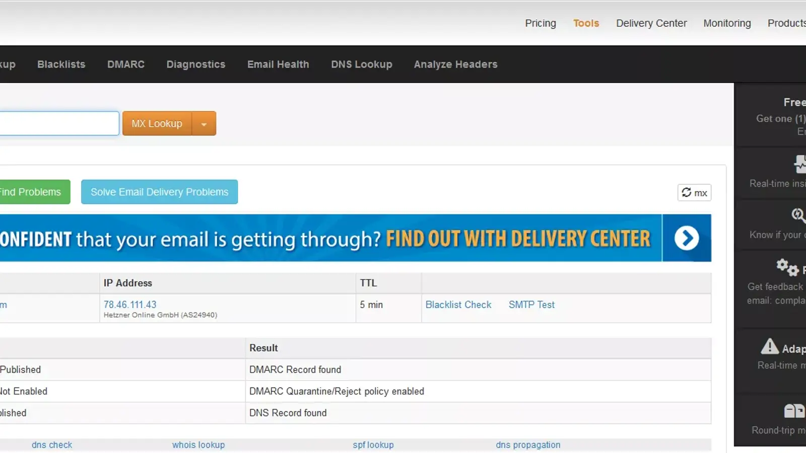 وب سایت MX Toolbox ابزار تست سلامتی ایمیل سرور و رفع اشکال
