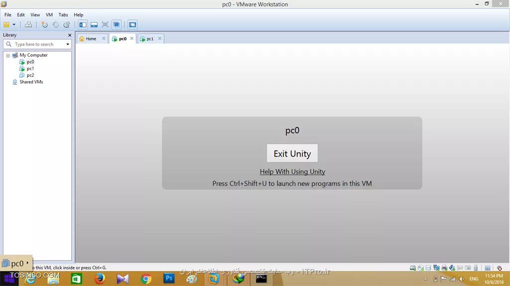 بالا رفتن میزان استفاده از هارد و نمایش صفحه Unity در VMWare Workstation