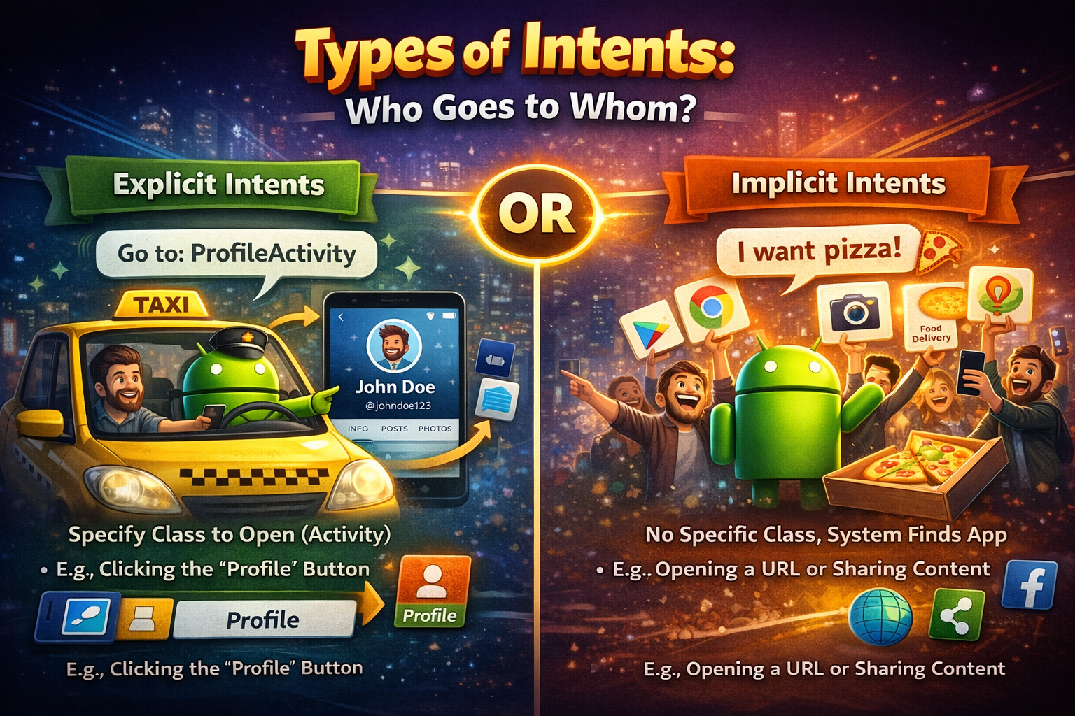 انواع intent در برنامه نویسی اندروید