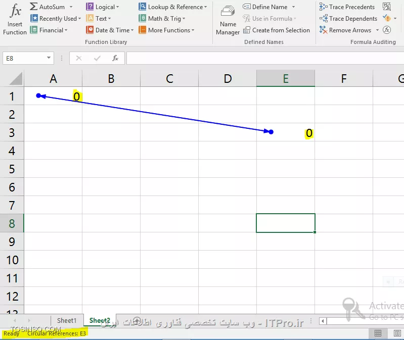 دلایل بروز خطای Circular Reference Error در اکسل چیست ؟ (Circular#)