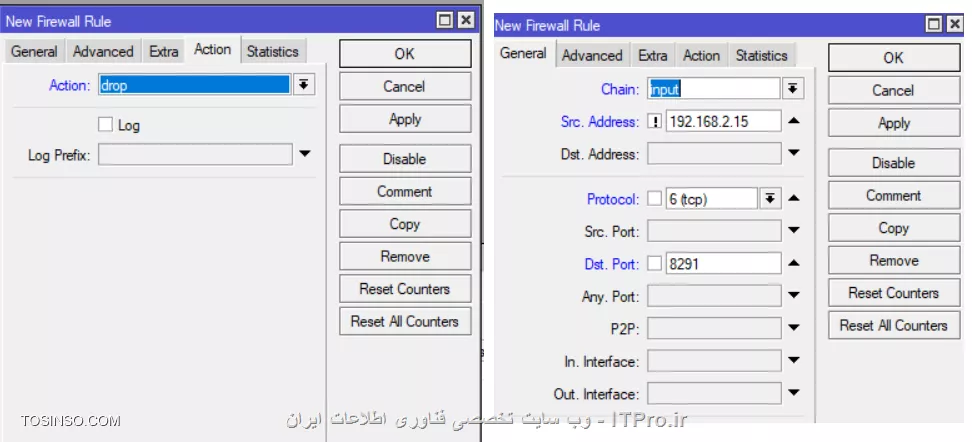 سلام میتونید به این صورت عمل کنید 
||https://network.tosinso.com/files/get/0a5b1f60-35f7-4944-a299-1aae0f0bbc58||
فقط نکته ای که داره اگر با مک بخواید به روتر وصل شید عمل نمیکنه رولتون.بهتره توی ip>neighbors>discovery interface غیرفعال کنید پورت رو .
