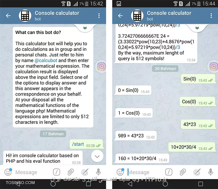 

||https://tosinso.com/files/get/0af303f6-a824-4d3c-a346-6fd7c24aeb27||
همون طور که میدونید امروزه پیام رسانها نقش موثری در ارتباطات بین افراد پیدا کردند و تلگرام هم یکی از همین پیام رسانها در بین مردم ایران و جهان است.رباتهای تلگرامی از ویژگی های جذاب و کاربردی تلگرام هستند که در خیلی از مواقع می توانند کاربران را یاری کنند یکی از این رباتها calculatebot یا همان ربات ماشین حساب تلگرام است که میتونه محاسبات رو به صورت دقیق برای شما انجام بدهد خیلی از افراد هنگام گفت و گو به یک حل یک مسئله ی ریاضی نیاز دارند که خب در این صورت مجبورند که تلگرام رو ترک کنند محاسبات رو در اپلیکیشن گوشی خود انجام داده و برگردند خب این کار زمان زیادی میبره و شما میتونید فقط با تایپ کردن calculatebot و نوشتن محاسبات موردنظرتون در جلوی آن حتی به صورت پیچیده و ترکیبی جواب را از ربات بگیرند ضمن اینکه در خیلی از ماشین حسابهای موبایلها شما تنها قادرهستید محاسبات ساده اعم از جمع و تفریق و ضرب و.. رو انجام بدید ولی این ربات تمام محاسبات لگاریتمی ، سینوسی و...رو به راحتی پشتیبانی می کند.



نویسنده:hamideh-smi7
منبع:tosinso.com
هرگونه نشر و کپی برداری از مطلب تنها با ذکر منبع مجاز است.