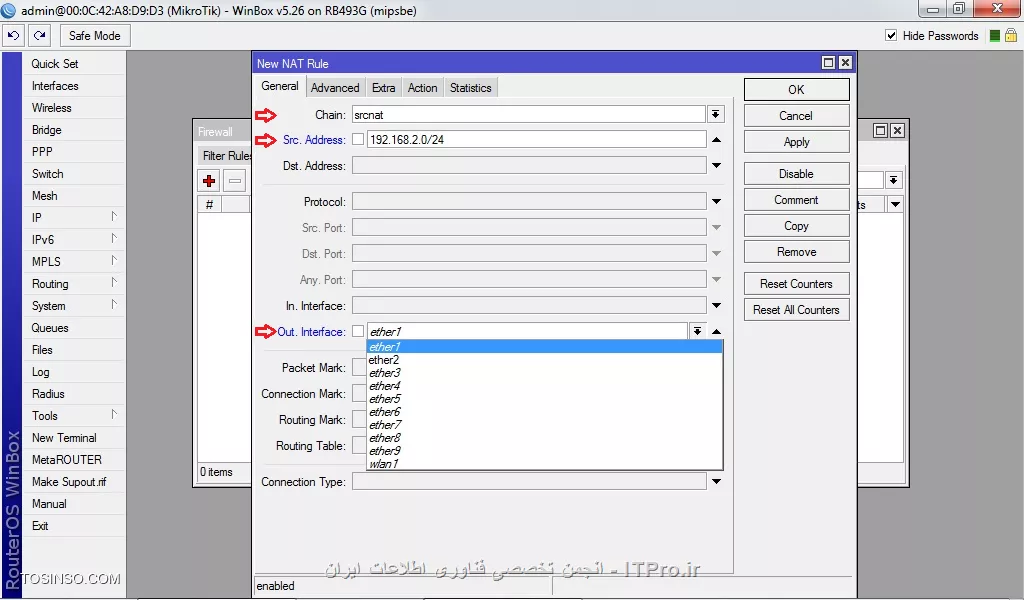 سوال خودم بود جوابشو میزارم اینجا برای بقیه

امکانش هست قسمت دستوریشو تو حالت گرافیکی هم عکس بزاری؟؟؟یعنی این قسمتا....*
ip address add address=192.168.10.1/24 comment=Wire Network disabled=no interface=ether2

||http://network.tosinso.com/files/get/0ce83476-283f-4c35-884d-49e12a4b108e||

||http://network.tosinso.com/files/get/c3cec0e0-ef6e-4b2b-870b-b80255df4785||