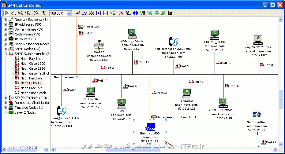 سلام، نرم افزار LANSurveyor متعلق به solarwins نرم افزار بسیار مناسبیه.
<center>
||http://network.tosinso.com/files/get/0dd792d6-0261-4188-a305-93e44f64c58c||
<center>
