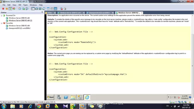 دوستان من موفق شدم بلخره نصب کنم شیرپوینت رو
فقط الان که دارم تنظیمات رو انجام میدم، این صفحه باز شده میگه برم توی web.config  یچیزی رو آف کنم
کجا برم شما میدونین؟ با توجه به عکس
||http://web.tosinso.com/files/get/28095c4d-1ad4-44b0-9d17-9be705d76323||
||http://web.tosinso.com/files/get/1062ba29-b8fa-4e42-a41c-f187989b01fc||