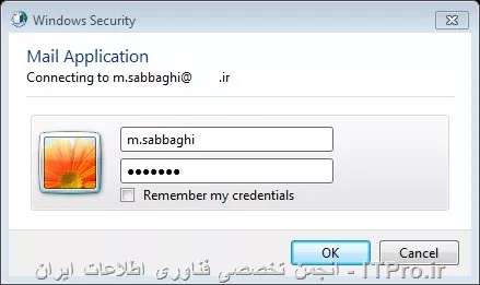 وارد کردن اطلاعات حساب و Ok