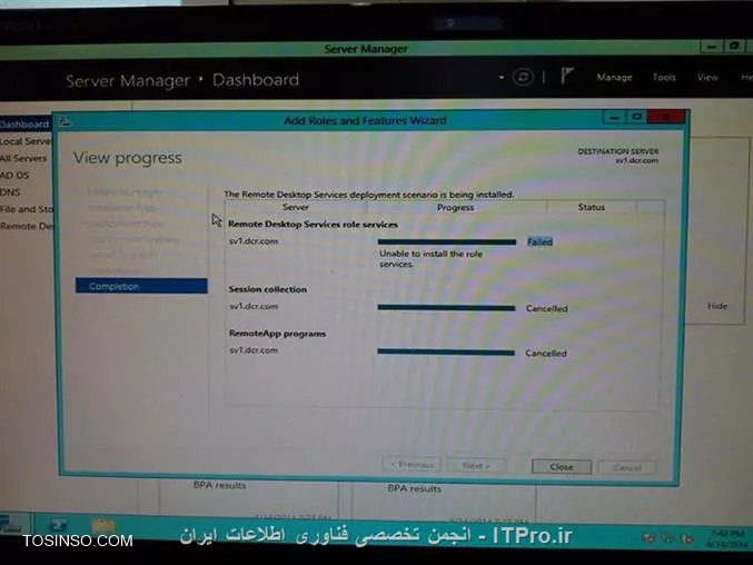 در سرور 2008  یک remote desktops داریم که می توانیم تمام ریموتها را به صورت درختی مشاهده کنیم یعنی اگر بر روی هر کدام کلیک کنیم صفحه دسکتاپ هر سرور را می بینیم سوال بنده این است که در سرور 2012 این امکان وجود دارد یا نه
البته فیلم هایی که در مورد نصب این  سرویس دیدم تا این قسمت پیش رفتم که با این پیغام مواجه میشم  عکسشو هم گذاشتم 

||http://tosinso.com/files/get/11ce9c97-af36-4f42-9979-3d1a62ff4b78||


