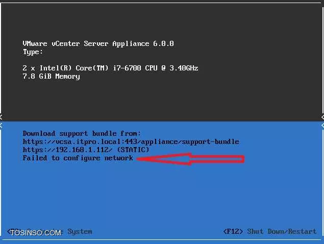 خطا کارت شبکه در vcsa