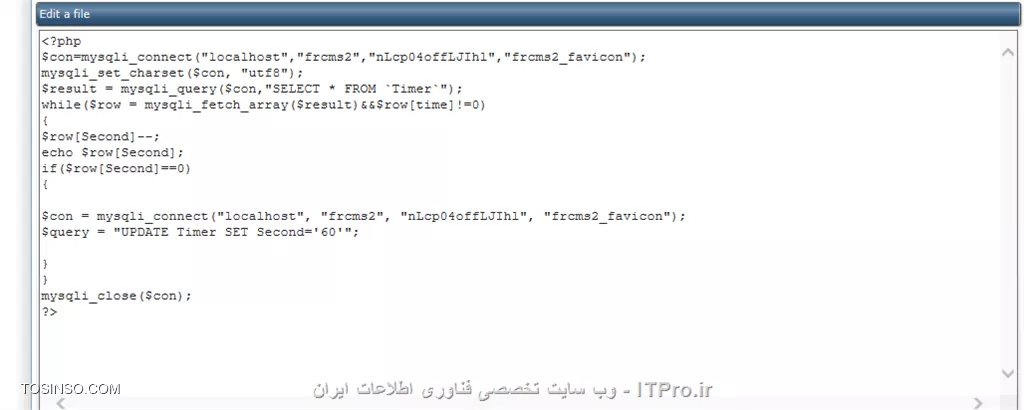 چگونه می توانیم در my sql بگوییم از خانه ی یک جدول کم نما 
مثال
<php>
$row[Second]--;
<php>

||http://tosinso.com/files/get/1323e775-c6c0-4d2b-9a5d-440f582907e5||