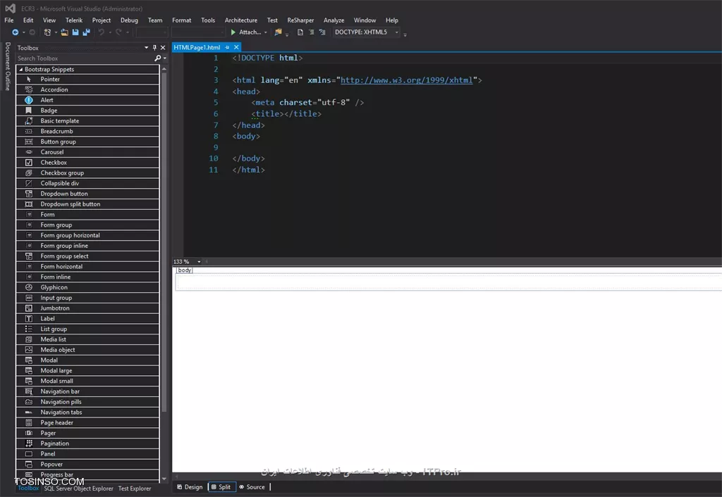 نمایی از طراحی html