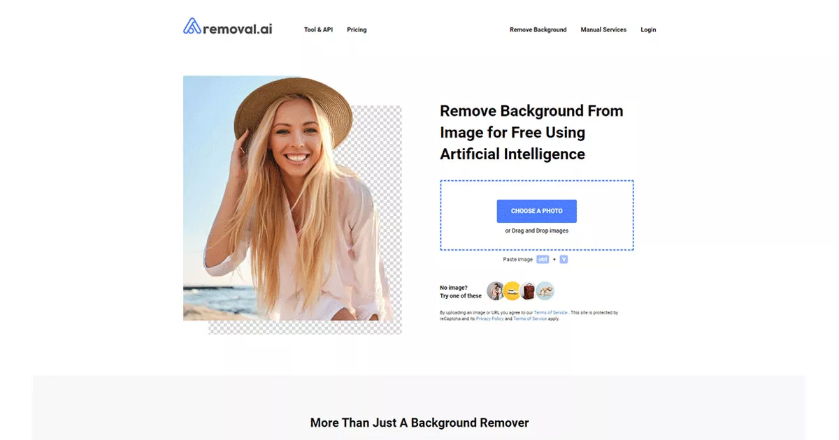صفحه اصلی سایت Remove.ai