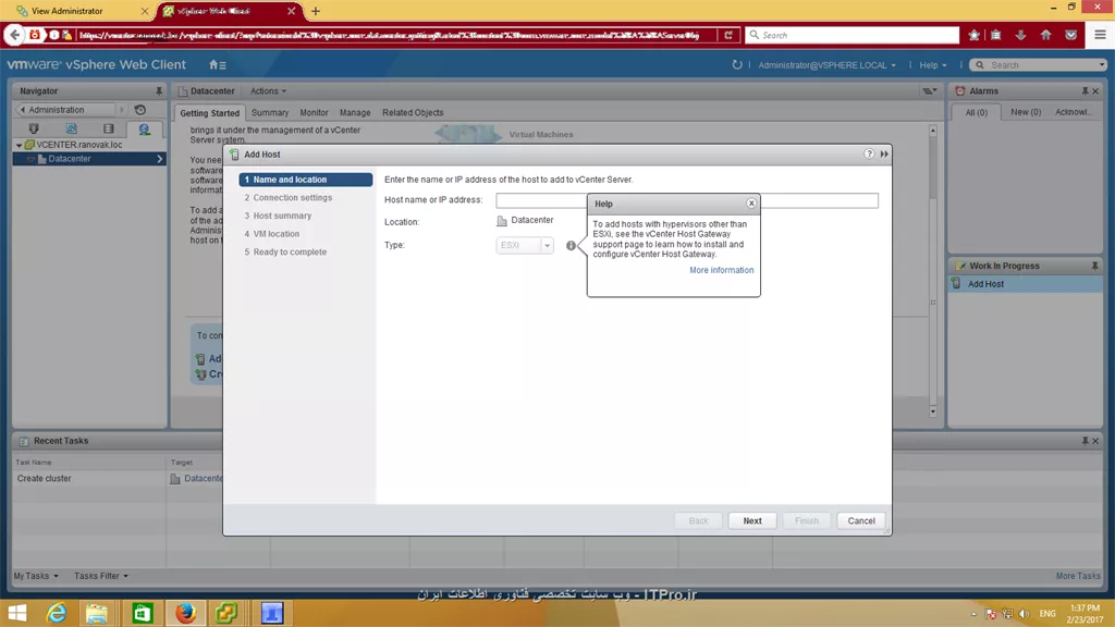 سلام میخواستم esxi در vcenter اضافه کنم ولی اجازه نمیده ip تون ادد کنم ممنون میشم اگه کسی بتونه کمکم کنه 
||http://tosinso.com/files/get/16336d3f-2630-4f95-a6c2-1229b8dff915||
eror:to add hosts with hypervisors other than esxi see the vcenter host gateway  