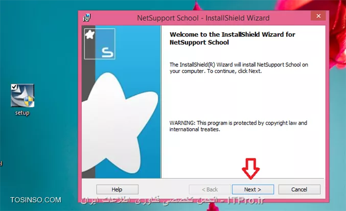 در این آموزش قصد دارم نحوه راه اندازی و استفاده از نرم افزار Net Support School رو بر روی VMware به صورت شماتیک توضیح بدم گرچه این روش در عمل کاربردی نداره ولی یک روش تمرینی خوب برای یاد گرفتن این نرم افزار کاربردی است. قسمت اول این اموزش مربوط به راه اندازی ماشین مجازی هست (اگر اشنایی دارید به بخش دوم مراجعه کنید) و بخش دوم استفاده از نرم افزار Net Support  ، در این مطلب آموزشی بر اساس یک سناریو نصب و راه اندازی VMWare و اتصال آنها به اینترنت و ایجاد یک شبکه داخلی و سپس راه اندازی نرم افزار کاربردی Net Support بر روی 3 ماشین VMWare که یکی از آنها به عنوان دستگاه معلم (Tutor) و 2 دستگاه دیگر به عنوان دانشجو (Student) شبیه سازی میشود.بر طبق این سناریو به ترتیب زیر 3 ماشین VMWare ایجاد میشود.
قدم اول : ایجاد یک ماشین مجازی جدید به ترتیب زیر:
||http://tosinso.com/files/get/c422d8d5-5359-4b5d-90c2-fcb1334963ef||
قدم دوم : یکی از دو حالت Typical یا Custom را انتخاب کرده و Next را میزنیم.
||http://tosinso.com/files/get/823e8f27-f990-4c0b-aecc-6d8c7c62d77e||
قدم سوم : در این مرحله میتوانیم محل فایل ایزوی ویندوز 8 را مشخص کرده و یا ان را به بعد موکول کنیم.
||http://tosinso.com/files/get/e76fa852-0add-402d-bf8f-fbc98eacfa0f||
قدم چهارم : در این مرحله نوع سیستم عامل و ورژن محصول را انتخاب میکنیم.
||http://tosinso.com/files/get/cf51fbad-5deb-4a73-a59a-382aec627b84||
قدم پنجم : نام ماشین مجازی را مشخص میکنیم.
||http://tosinso.com/files/get/3e1aa1aa-a0ca-4a3f-a1b6-4395d6e32c1f||
قدم پنجم : سپس با زدن Customize Hardware میتوانیم تنظیمات سخت افزاری ماشین مجازی را به دلخواه خود انجام دهیم.
||http://tosinso.com/files/get/25545a3a-c7b0-4914-b95c-03aed588ef1b||
قدم ششم : در این مرجله مقدار RAM ماشین مجازی را از طریق اسکرول تعبیه شده در سمت راست تعیین میکنیم
||http://tosinso.com/files/get/da09ec39-1df7-4d9b-aac9-fd883305fda9||
قدم هفتم : سپس تعداد پردازنده ها را مشخص میکنیم.
||http://tosinso.com/files/get/1d0edb30-b02e-40c6-85c2-5574c6e1d227||
قدم هشتم : در این مرحله حالت کارت شبکه خود را تعیین میکنیم. با توجه به شکل زیر 5حالت کارت شبکه مجازی در Vmware در نطر گرفته شده است که با توجه به سناریو NAT میتواند بهترین گزینه باشد.(نیاز به انصال هر ماشین به اینترنت بوده و ماشین ها باید به یکدیگر متصل شده و همدیگر را ببینند.)
||http://tosinso.com/files/get/f8e997b9-4baa-4268-86ad-4f2e0f0222f0||
قدم نهم : سپس مسیر فایل ایزوی سیستم عامل را تعیین میکینم.(در این سناریو هر 3 ماشین VM ویندوز 8.1)
||http://tosinso.com/files/get/87f047ce-6fe4-4f63-b3d0-e83871c302d7||
قدم دهم : سپس ویندوز 8 را نصب میکینم.
||http://tosinso.com/files/get/216fe59a-573e-4caa-ab1b-b3cd65d782ed||
قدم یازدهم : بعد از نصب هر VM میبایست برای هر ماشین VM Tools را هم برای راحتی کار و همچنین انتقال فایل نصب نرم افزار net support به ترتیب زیر نصب میکنیم
||http://tosinso.com/files/get/63d756e9-0dce-49e3-9133-8748cf1b65d6||
 قدم دوازدهم : همانطور که در شکل زیر میبینیم درایو مجازی VM Tools بر روی ماشین مجازی Mount شده و به راحتی کار نصب را انجام میدهیم.
||http://tosinso.com/files/get/e50fa9fe-5369-4f2f-9595-7865d66f7ae8||
قدم سیزدهم : فایل نصب نرم افزار Net Support را از سایت www.netsupportschool.com دانلود کرده و با توجه به نصب VM Tools فایل setup را به راحتی بر روی هر 3 ماشین کپی میکنیم.
||http://tosinso.com/files/get/3a7ac53b-a43d-4d6b-a562-f58857315000||
قدم چهاردهم : سپس بر روی ماشین Tutor فایل setup نرم افزار net support را اجرا کرده و آن را نصب میکنیم. و مراحل زیر را تا نصب کامل نرم افزار طی میکنیم.
||http://tosinso.com/files/get/1649c9b5-40b6-4119-87ab-30d4c5267f1f||
||http://tosinso.com/files/get/458a6a5a-586b-49d4-8109-ecc8097e1ae5||||http://tosinso.com/files/get/96eafb8c-56d5-477e-81ed-88eac296b9d5||
قدم پانزدهم : در این مرحله نوع کاربری net support را مشخص کرده که بر طبق سناریو برای یک ماشین Tutor و برای 2 ماشین student را نصب میکنیم.
||http://tosinso.com/files/get/36d33d42-ebea-40f2-980b-3f4f6ae16b1b||
||http://tosinso.com/files/get/db9bcd32-9c35-4e83-a9dd-cdb9e4ef1133||
قدم شانزدهم : بعد از اتمام نصب net support بر روی 3 ماشین مجازی در صورتی که هر 3 ماشین دسترسی به اینترنت نداشته باشند مراحل زیر را انجام میدهیم. ابتدا از منوی Edit گزینه Virtual Network Editor  را انتخاب کرده.
||http://tosinso.com/files/get/c7dc2761-ebdd-41a8-81d8-69dc5c804b73||
قدم هفدهم : با توجه به سناریوی تعیین شده برای هر 3 ماشین کارت شبکه در حالت NAT قرار داده شده در Virtual Network Editor بر روی VMnet 8 کلیک کرده تا تنطیمات NAT برای ماشین مجازی را انجام دهیم. همینطور که مشخص است کارت شبکه  در حالت NAT که بر روی سیستم عامل کامپیوتر میزبان ایجاد شده دارای محدوده IP : 192.168.113.0 بوده و بنابراین به منطور ایجاد ارتباط بین 3 ماشین مجازی این 3 ماشین هم باید از همین range ای پی اختصاص داده شود. به این منظور باید تیک use local DHCP service to distribute ip address to VMS را زده تا به هر سه ماشین از رنج IP مورد نطر به صورت اتوماتیک داده شود.(با این کار هم دسترسی به اینترنت برای 3 ماشین فراهم شده و هم هر 3 ماشین همدیگر را دیده و میتوانند با یکدیگر ارتباط درون شبکه ای داشته باشند.
||http://tosinso.com/files/get/3424910e-2f2b-4255-866e-2e8218e5e0ae||
بعد از این کار بر روی ماشین Tutor  آی پی های 2 ماشین دیگر را ping کرده تا از داشتن ارتباط اطمینان حاصل کنیم. بدین صورت هر 3 ماشین مجازی آماده برقراری ارتباط از طریق net support را داشته و میتوانیم محیط آموزشی net support را استفاده کنیم.
1- ایجاد یک room مجازی در ماشین Tutor: با اجرای نرم افزار net support پنجره زیر باز شده و استاد باید فیلدهای مربوطه را به ترتیب زیر پر کرده و سپس اتاق مجازی آموزشی را ایجاد کند.
||http://tosinso.com/files/get/20e36747-eb63-4f1c-9b77-ff19a8514c73||
2- بعد از کلیک کردن بر روی دکمه new پنجره زیر باز شده و استاد باید یکی از حالتهای زیر را به عنوان شروع کننده کلاس انتخاب کند. مورد اول Room Mode میباشد که این حالت به شما اجازه میدهد که کامپیوترهای داخل یک کلاس را گروه بندی کرده و دانشجویان میتوانند به این اتاق اموزشی برای شروع کلاس بپیوندند. حالت دوم  PC Mode میباشد که به شما اجازه میدهد که یک تعدادی کامپیوتر را که با هم در یک اتاق در اتصال هستند از طریق کابل را به هم متصل کرده و یک کلاس مجازی آموزشی تشکیل دهید. حالت سوم User Mode میباشد که به شما اجازه میدهد یک تعداد دانشجو را با استفاده از پروفایل های انها به کلاس اضافه کنید. حالت چهارم یک حالت ساده بوده که در ان شما به سادگی میتوانید شبکه موجود را جستجو کرده و همه دانشجویان را به کلاس مورد نظر اضافه کنید.
در این سناریو ما از حالت دوم استفاده میکنیم.
||http://tosinso.com/files/get/6b6cc5f8-5dcb-4fc8-8146-14b1744ccfa2||
3- در این مرحله پنجره Create Class باز شده و در این مرحله باید PC های دانشجویان کلاس را ابتدا جستجو کرده و سپس همه انها رو به کلاس اضافه کنیم.
||http://tosinso.com/files/get/be28d2da-cf20-4773-b06f-c3fdb16da00a||
||http://tosinso.com/files/get/7661349e-a09e-4f09-92e9-af40f2774d9b||
4-دبعد از ایجاد کلاس پنجره اصلی نرم افزار به صورت زیر میباشد و دانشجویان اضافه شده قابل روئیت میباشند.
||http://tosinso.com/files/get/4b4fd644-7999-4cf0-a5d8-3299d62a5923||
5- تب دوم این اجازه را به استاد داده تا نمایی از desktop های دانشجویان حاضر در کلاس را روئیت کرده و به نوعی انها را کنترل کند. علاوه بر ان استاد قادر است با کلیک کردن بر روی هر کدام از پنجره های پیش نمایش دسکتاپ دانشجویان به صورت remote به کامپیوتر دانشجوی مورد نظز دسترسی پیدا کند.
||http://tosinso.com/files/get/ace1446a-e122-460d-9987-f9b463cb2894||
6- در تب سوم که با ایکون های هد ست مشخص شده است استاد قادر است با کلیک بر روی Announce نوعی اطلاع رسانی را به دانشجویان ارسال کند. علاوه بر این استاد قادر بوده که با برداشتن تیک های بلندگو و میکروفون انها را از در کامپیوترهای دانشجویان از کار بیندازد.
||http://tosinso.com/files/get/9f032a1c-4787-4699-b565-85d2642adce8||
||http://tosinso.com/files/get/0379be7c-1a46-4d1c-b867-a36e50371cf6||
7-  در تب بعدی استاد قادر بوده که انواع سوالات را برای کل کلاس یا بخشی از کلاس مطرح کرده و جواب را هم از سوی دانشجویان دریافت کند.
||http://tosinso.com/files/get/c43fd40a-56a3-4579-afa2-0d3c41e151c3||
اولین مدل از سوالات First to answer میباشد که استاد با مطرح کردن یک سوال در کلاس گزینه مورد نظر را کلیک کرده و دانشجویان بر روی کامپیوترشان با پیغام زیر مواجه شده و اولین دانشویی که بر روی answer کلیک کند قادر خواهد بود تا سوال را جواب دهد.
||http://tosinso.com/files/get/95439e52-493b-4c49-9402-0a32e6e1f655||
||http://tosinso.com/files/get/38b943ed-8471-4716-adaf-fb8c6d71ded0||
بعد از پاسخ دادن به سوال بر روی پروفایل دانشجوی مورد نطر به شکا زیر 2 گزینه تیک و ضربدر در اختیار استاد قرار گرفته و صحیح یا نا درست بودن پاسخ دانشجوی مورد نظر را میتواند تعیین کند. 
||http://tosinso.com/files/get/a7d4b650-28eb-4d96-9b8f-c848ea3d257f||
در صورت درست بودن پاسخ دانشجوی مورد نظر یک ستاره به عنوان جایزه دریافت میکند.
||http://tosinso.com/files/get/fe29b122-7d8d-4d88-9c36-c5a5c5ab42fc||
نوع دوم سوال Enter an answer میباشد .
||http://tosinso.com/files/get/f0be3aa6-ecc8-4a26-83aa-4baf570f662d||
در این حالت استاد پاسخ صحیح را در کادر مورد نظر وارد کرده و بعد از مطرح کردن سوال بر روی Go کلیک کرده .
||http://tosinso.com/files/get/fea2b766-7725-41c2-952c-fadb8d7d2639||
همانطور که در شکل زیر نشان داده شده به محض کلیک کردن Go توسط استاد پنجره ای به شکل زیر در PC های دانشجویان ظاهر شده است
||http://tosinso.com/files/get/4e008f76-53c9-4d19-a40e-2e7d0117e3c1||
 و بعد از اتمام زمان تفکر دانشجویان قادر به پاسخگویی خواهند بود.
||http://tosinso.com/files/get/386151ee-a2eb-4cea-b35f-49f6fdb431e1||
بعد از پاسخگویی به سوال دانشجویان به شکل زیر از پاسخ دیگر دانشجویان مطلع میشوند و میتوانند خود را نسبت به کلاس ارزیابی کنند.
||http://tosinso.com/files/get/b9086a56-03ff-4c51-8ccd-47b4fdc36cd7||
همچنین استاد بعد از پاسخگوی دانشجویان به شکل زیر از پاسخ انها مطلع خواهد شد که رنگ قرمز نشان دهنده پاسخ اشتباه و رنگ سبز نشان دهنده دانشجویانی است که پاسخ صحیح را وارد کرده اند.
||http://tosinso.com/files/get/9ea7cab7-6aa7-4e01-9c4e-94cbfab24849||
در تب بعدی استاد قادر خواهد بود تا نوعی محدودیت برای دانشجویان کلاس از لحاظ دسترسی به  وب سایت های مختلف تعیین کندو ستون سمت راست برای وب سایت های ممنوعه بوده که استاد با کلیک بر روی علامت مثبت (سبز رنگ) وب سایت های ممنوعه را تعیین کند و در اینصورت دانشجویان قادر نخواهند بود به وب سایت های مذکور دسترسی پیدا کنند.
||http://tosinso.com/files/get/d8048463-751d-4453-ae99-dcd5a8c7405b||
از ستون چپ نیز استاد قادر بوده تا وب سایت های مورد تایید را اضافه کند و اجازه دسترسی را به دانشجویان داخل کلاس به وب سایت های مذکور بدهد.
||http://tosinso.com/files/get/589718f6-fc60-49b9-9985-800e2d2eb8f8||
علاوه بر این استاد قادر بوده با استفاده از دکمه های پایین صفحه  همه وب سایت ها را بلاک کند.
||http://tosinso.com/files/get/0f56aec7-c81f-4ee3-80c6-c9c1d1f93930||
در تب بعدی استاد قادر خواهد بود نوعی همه پرسی از کلاس انجام داده تا به نتیجه مورد نظر با استفاده از جواب ها برسد.
||http://tosinso.com/files/get/111fb50a-c772-4a68-85c9-6a3786756ebd||
در این تب ابتدا استاد سوال رو مطرح کرده و نوع پاسخ را از نوار کیک کشویی زیر response انتخاب کرده و سپس بر روی send کلیک کرده و ان را برای همه دانشجویان ارسال کند.
||http://tosinso.com/files/get/fe6c9156-519e-43a2-8ef5-b14047da890c||
به محض ارسال سوال پنجره زیر برای همه دانشجویان باز شده و میتوانند به سوال پاسخ دهند.
||http://tosinso.com/files/get/4700ffba-1dec-4e2f-a5f6-e13b72993e86||
بعد از پاسخ دادن همه دانشجویان استاد قادر خواهد بود تا از ستون سمت راست درصدی از پاسخ های تعیین شده را مشاهده کرده و ارزیابی مورد نظر را از سوال خود انجام دهد.
||http://tosinso.com/files/get/3371a176-c0f2-44e0-b907-2437197d2d3f||
تب بعدی دسترسی پرینتر به دانشجویان میباشد که استاد با استفاده از دکمه های پایین پنجره میتواند عملیات پرینت را متوقف و بلاک و یا برای همه دانشجویان آزاد کند.
||http://tosinso.com/files/get/6efcb071-3ec3-4396-858e-73aa8fe0ab01||
در تب بعدی استاد قادر خواهد بود تا فرایند مانیتورینگ فعالیت های دانشجویان را با کلیک بر روی Monitor Activity فعال یا غیر فعال کند و علاوه بر ان از این تب استاد قادر است دانشجویان را بلاک کند. 
||http://tosinso.com/files/get/2b3ac1f5-48b6-4860-8f14-02fe9e29cc53||
در تب بعدی استاد میتواند سطح دسترسی دانشجویان را به CD/DVD و USB تعیین کند.
||http://tosinso.com/files/get/f2d8851f-a280-4c91-b15f-781145d9dd4a||
آخرین تب یکی از پر کاربردترین تب ها بوده که استاد قادر است با ایجاد یک صفحه White Board تدریس را انجام دهد. برای نمایش White board برای همه دانشجویان استاد بر روی Show کلیک کرده که به محض کلیک صفحه White Board بر روی مانیتور دانشجویان ظاهر میشود. در این صفحه ابزارهای زیادی برای تدریس همچون ایجاد متن و استفاده از قلم و خطوط و اشکال مختلف به تدریس بپردازد. علاوه بر ان استاد میتواند رنگ قام و ضخامت ان و همچنین فونت متن ها را تغییر دهد و در نهایت میتواند صفحه کذکور را ذخیره و صفحه جدیدی ایجاد کند.
||http://tosinso.com/files/get/ada000e7-0f9b-43af-9c34-a189be039f81||
یکی از منوهای کاربردی در این نرم افزار استاد میتواند تکالیف مورد نظرش را برای دانشجویان به طریقه زیر ارسال کند.
||http://tosinso.com/files/get/2896704a-8fdd-4dae-9f3b-b79a39014eeb||
بعد از انتخاب Send Work پنجره زیر باز شده و استاد میتواند تکلیف کورد نظر را که در قالب یک فایل text ذخیره کرده است را انتخاب کرده و همچنین تایین کند که فایل مورد نظر در چه مکانی از PC های دانشجویان کپی شود.
||http://tosinso.com/files/get/c0e03536-c30b-4855-bab8-66fbb6028b8f||
 سپس با کلیک بر روس send فایل text بر روی PC دانشجویان کپی میشود .
||http://tosinso.com/files/get/57210fb5-f5ce-4204-8db9-cffb9c23b4b9||
و دانشجویان قادر خواهند بود که فایل مورد نطر را باز کنند و محتویات تکلیف تایین شده از طرف استاد را ببینند.
||http://tosinso.com/files/get/b123fd5a-c981-4f8e-93a2-6f8b19764f49||
از دیگر منوهای کاربردی برای استاد ایکون های Lock , Unlock می باشد که استاد در صورتی که نیاز داشته باشد از دیدن صفحه نمایش خود برای دانشجویان جلوگیری کند بر روی Lock کلید کند.
||http://tosinso.com/files/get/7cd4174b-5e72-4557-8829-a89cd38b499d||
به محض کلیک استاد بر روی Lock صفحه نمایش PC های دانشجویان به وضع زیر خواهد درامد.
||http://tosinso.com/files/get/824e86cf-bae2-4893-b83f-98eee194ff4d||
از منوی show استادی میتواند صفحه نمایش خود را به حالتهای مختلف برای دانشجویان برای انجام تدریس در بیاورد.
||http://tosinso.com/files/get/dab9a896-a5ad-43d2-ab1c-3dfaa806d6c6||
نحوه حضور و غیاب با استفاده از نرم افزار Net Support به شکل زیر بوده و استاد با کلیک بر روی منوی Student register انها را در کلاس ثبت نام کند. 
||http://tosinso.com/files/get/3c183ee7-76e8-4582-b18d-21d93a276350||
به محض کلیک استاد بر روی register پنجره ای به شکل زیر بر روی صفحه نمایش دانشجویان ظاهر شده که دانشجویان موظف به پر کردن فیلدهای خالی بوده و ان را تایید کنند.
||http://tosinso.com/files/get/9ada9676-2aec-4af3-a76a-2d1cd9668e05||
بعد از انجام حضور و غیاب استاد میتواند یک گزارش از ان را در قالب یک فایل با پسوند .csv ذخیره کند.
||http://tosinso.com/files/get/360717e1-6f4f-4c6f-b18d-85197b6afa0f||
همچنین استاد میتواند با کلیک بر روی registration report کلیک کند.
||http://tosinso.com/files/get/773a472f-124e-4362-b5ee-6a18a228ae53||
به محض کلیک بر روی registration report میتواند گزارشی از دانشجویان حاظر در کلاس و فعالیت های انها مشاهده کند.
||http://tosinso.com/files/get/c499c1b6-048b-4abb-a841-0fa9fb9c26cf||
از دیگر قابلیت های این نرم افزار chat , ارسال پیغام خصوصی از طرف استاد به دانشجویان میباشد.
||http://tosinso.com/files/get/e14a8f27-cb16-4a9f-aa1a-b020b050abd5||
در شکل زیر نمونه ای از محیط chat باز شده توسط استاد با یک دانشجو میباشد.
||http://tosinso.com/files/get/d3ee9b19-2dcb-45cf-add0-d4c87dba65cc||
در پایان استاد میتواند کلاس را به طرز زیر به پایان برساند.
||http://tosinso.com/files/get/13c9666a-fb77-4b8b-bddd-d6aedc050515||


نویسنده : رضا حاج فرج 
منبع : |جزیره مجازی سازی وب سایت توسینسو::https://tosinso.com/virtualization|
هر گونه کپی برداری بدون ذکر منبع غیر اخلاقی است. 
