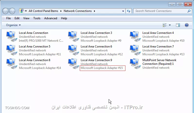 سلام . کاربرد کانکشن های Loopback چیه ؟ امروز یک سرور دیدم رفتم تو قسمت Network Connection که دیدم علاوه بر کارت شبکه خود سرور چند تا کانکشن Loopback داره !
||http://tosinso.com/files/get/194a1573-aae0-43f9-a538-a38876af7ba0||
تنظیمات همشونم مثل همه و به این شکله :
||http://tosinso.com/files/get/15bb9ca1-bd8f-40e8-8baa-0f78266d6a47||
بود و نبود اینا تو سرعت شبکه (ریموت ، کپی فایل و ...) تاثیر داره ؟