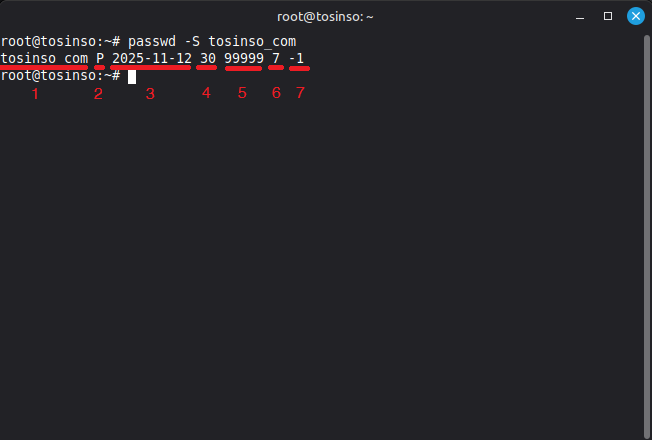 وضعیت رمز عبور در لینوکس (Linux)