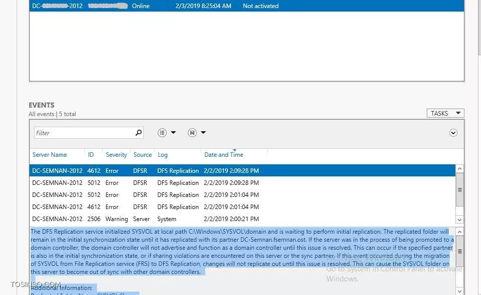 file replication:استارت نشدن سرویس file replicatin در ویندوز سرور 2008 r2