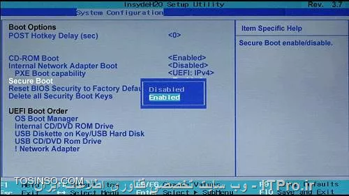 با آموزشی دیگر از سری دوره های مایکروسافت در خدمت دوستان و عزیزان هستم.Secure Boot نام قابلیتی جدید در مادربوردهای مجهز به تکنولوژی UEFI می باشد، که همزمان با روشن شدن کامپیوتر وارد عمل گردیده و تا بوت شدن کامل ویندوز، فایل های اصلی بوت سیستم عامل را توسط الگوریتم های امنیتی خاص قفل و از این روی از آلوده شدن احتمالی سیستم عامل توسط ویروس ها و بدافزارهایی که در فرایند بوت شدن ممکن است ویندوز را آلوده کنند جلوگیری می نماید. 

در واقع این قابلیت با روشن شدن سیستم، از این که هسته ویندوز (Kernel)، توسط ویروس هایی که به هنگام بوت شدن وارد عمل می گردند و آن را آلوده می سازند جلوگیری کرده و از این روی سطح امنیتی سیستم عامل را نیز بالاتر خواهد برد. این ویژگی امنیتی به خصوص در مورد کامپیوترهایی که حاوی اطلاعات مهم و حیاتی هستند، می تواند بسیار مفید باشد. گفتنی ست که کارشناسان امنیت بر این باورند که این قابلیت در نوع خود نقطه عطفی برای سیستم عامل های مایکروسافت به حساب می آید.

ضمن این که این نکته را نیز بایستی مد نظر داشت که با فعال کردن این قابلیت بر روی کامپیوتر، افراد از آن پس به جز ویندوزهای 8  و 10 دیگر قادر به نصب هیچ سیستم عاملی (لینوکس، مک، ویندوز 7، ویستا، ایکس پی و ...) نخواهند بود. پس اگر بخواهیم از Secure Boot استفاده کنیم، لازم است تا پیش از هر گونه اقدامی از این که نسخه های گوناگون سیستم عامل های دیگر هم چون لینوکس و مک قابلیت پشتیبانی از آن را دارند مطمئن گردیم و یا کلا از نصب آن ها صرف نظر نماییم. برای فعال کردن و استفاده از این قابلیت، می توان به دو طریق عمل کرد:

!! 1. از طریق بایوس
بدین صورت که همزمان با روشن شدن کامپیوتر با زدن کلید Del (یا دیگر کلیدهای تعبیه شده برای ورود به بایوس) وارد تنظیمات بایوس شویم و گزینه مرتبط با Secure Boot را فعال یا غیر فعال نماییم. در زیر می توانید چند مثال از مدل های گوناگون بایوس و این که چگونه این قابلیت بر روی آن ها فعال شده است را ببینید:
<center>
||http://tosinso.com/files/get/593d4290-eb7f-4f63-b13c-6c17232a0b75||
||http://tosinso.com/files/get/1c739074-fa8a-427d-bcfa-3f1ac722fb43||
||http://tosinso.com/files/get/feec4980-f8a8-48dc-be32-cac3e4e14a2d||
||http://tosinso.com/files/get/e80e15a1-364e-48f6-af9d-976233a5c81d||
||http://tosinso.com/files/get/befa4d17-9076-48e2-85cb-768520ccef33||
||http://tosinso.com/files/get/dd32db39-08d8-4d5b-9b99-50a02be63fa0||
<center>

!! 2. از طریق ویندوز 8
برای فعال سازی این قابلیت از طریق ویندوز 8، مراحل را دنبال نمایید:
وارد منوی استارت شوید و عبارت PC Settings را تایپ کرده تا وارد صفحه مربوطه گردیم
<center>
||http://tosinso.com/files/get/4c34d8e4-bbc3-4a4b-9fbc-71e9375dc190||
<center>
سپس با کلیک بر روی Update and Recovery مراحل را ادامه می دهیم
<center>
||http://tosinso.com/files/get/506eb014-361b-45f4-93b9-b7c4ad27fd79||
<center>
در قسمت بعد و پس از ورود به بخش Update and Recovery بر روی Restart Now کلیک می کنیم تا کامپیوتر ریستارت گردد
<center>
||http://tosinso.com/files/get/276f9a32-7b02-45ab-956f-7e8e8399fd5b||
<center>
پس از انجام مراحل بالا، کامپیوترمان ریستارت خواهد شد، و آن گونه که در زیر نیز مشاهده می نمایید ویندوز این بار به جای بوت شدن، به ما صفحه دیگری نمایش خواهد داد، که ما نیز با انتخاب گزینه Troubleshoot مراحل را ادامه می دهیم.  (تصویر زیر)
<center>
||http://tosinso.com/files/get/551dd57f-d8b6-4266-971e-3cdbfec52de5||
<center>
و در صفحه بعد، با انتخاب گزینه Advanced Options مراحل را ادامه خواهیم داد(تصویر زیر)
<center>
||http://tosinso.com/files/get/188af15f-b8f4-45da-939b-98b64b2caf6f||
<center>
سپس و در صفحه بعدی گزینه UEFI Firmware Settings را انتخاب می کنیم (تصویر زیر). دقت داشته باشید در صورتی که این گزینه در این صفحه برای شما وجود نداشته باشد، ممکن است قادر به فعال کردن Secure Boot از این طریق نباشید، و لذا پیشنهاد می شود تا آن را به وسیله بایوس فعال کنید.
<center>
||http://tosinso.com/files/get/40cbaf34-629d-4c0a-8d3e-fc27a896a433||
<center>
در نهایت پس از انتخاب گزینه بالا، برای ما صفحه بعد (تصویر زیر)، نمایش داده خواهد شد که با کلیک بر روی Restart قابلیت Secure Boot فعال شده و کامپیوتر در نهایت ریستارت خواهد گردید.
<center>
||http://tosinso.com/files/get/35f31aab-0b4d-48c9-93aa-ee80134ab154||
<center>
تمااااااااااااااااااام!
به همین راحتی!
حال که Secure Boot برایمان فعال شده، از این پس هر بار با روشن شدن کامپیوتر و شروع عملیات بوت، تمامی مراحل از ابتدا تا انتها و پیش از ورود به ویندوز، توسط الگوریتم های امنیتی خاص بررسی گشته و ایمن سازی می شوند، که همین امر موجب می گردد تا ویروس هایی که همراه با بوت شدن ویندوز شروع به کار می کنند دیگر نتوانند وارد عمل شده و از این روی گام مهمی در برقراری امنیت سیستم برداشته خواهد شد.ضمن این که این نکته را مجددا نیز تکرار می کنم: حال که این قابلیت بر روی سیستم تان فعال شده، در نتیجه دیگر به شما اجازه نصب هیچ سیستم عاملی به جز ویندوز 8 و 10 داده نخواهد شد و یا با ایرادات فراوان در نصب مواجه می گردید.
<left>
شاد و پیروز
<left>

نویسنده : اسحاق احمدپور
منبع :| جزیره سرویس های شبکه مایکروسافت وب سایت توسینسو::https://tosinso.com/microsoft|
هرگونه نشر و کپی برداری بدون ذکر منبع و نام نویسنده دارای اشکال اخلاقی است