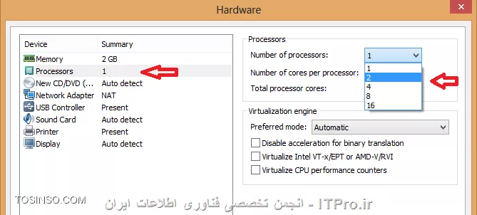 در این آموزش قصد دارم نحوه راه اندازی و استفاده از نرم افزار Net Support School رو بر روی VMware به صورت شماتیک توضیح بدم گرچه این روش در عمل کاربردی نداره ولی یک روش تمرینی خوب برای یاد گرفتن این نرم افزار کاربردی است. قسمت اول این اموزش مربوط به راه اندازی ماشین مجازی هست (اگر اشنایی دارید به بخش دوم مراجعه کنید) و بخش دوم استفاده از نرم افزار Net Support  ، در این مطلب آموزشی بر اساس یک سناریو نصب و راه اندازی VMWare و اتصال آنها به اینترنت و ایجاد یک شبکه داخلی و سپس راه اندازی نرم افزار کاربردی Net Support بر روی 3 ماشین VMWare که یکی از آنها به عنوان دستگاه معلم (Tutor) و 2 دستگاه دیگر به عنوان دانشجو (Student) شبیه سازی میشود.بر طبق این سناریو به ترتیب زیر 3 ماشین VMWare ایجاد میشود.
قدم اول : ایجاد یک ماشین مجازی جدید به ترتیب زیر:
||http://tosinso.com/files/get/c422d8d5-5359-4b5d-90c2-fcb1334963ef||
قدم دوم : یکی از دو حالت Typical یا Custom را انتخاب کرده و Next را میزنیم.
||http://tosinso.com/files/get/823e8f27-f990-4c0b-aecc-6d8c7c62d77e||
قدم سوم : در این مرحله میتوانیم محل فایل ایزوی ویندوز 8 را مشخص کرده و یا ان را به بعد موکول کنیم.
||http://tosinso.com/files/get/e76fa852-0add-402d-bf8f-fbc98eacfa0f||
قدم چهارم : در این مرحله نوع سیستم عامل و ورژن محصول را انتخاب میکنیم.
||http://tosinso.com/files/get/cf51fbad-5deb-4a73-a59a-382aec627b84||
قدم پنجم : نام ماشین مجازی را مشخص میکنیم.
||http://tosinso.com/files/get/3e1aa1aa-a0ca-4a3f-a1b6-4395d6e32c1f||
قدم پنجم : سپس با زدن Customize Hardware میتوانیم تنظیمات سخت افزاری ماشین مجازی را به دلخواه خود انجام دهیم.
||http://tosinso.com/files/get/25545a3a-c7b0-4914-b95c-03aed588ef1b||
قدم ششم : در این مرجله مقدار RAM ماشین مجازی را از طریق اسکرول تعبیه شده در سمت راست تعیین میکنیم
||http://tosinso.com/files/get/da09ec39-1df7-4d9b-aac9-fd883305fda9||
قدم هفتم : سپس تعداد پردازنده ها را مشخص میکنیم.
||http://tosinso.com/files/get/1d0edb30-b02e-40c6-85c2-5574c6e1d227||
قدم هشتم : در این مرحله حالت کارت شبکه خود را تعیین میکنیم. با توجه به شکل زیر 5حالت کارت شبکه مجازی در Vmware در نطر گرفته شده است که با توجه به سناریو NAT میتواند بهترین گزینه باشد.(نیاز به انصال هر ماشین به اینترنت بوده و ماشین ها باید به یکدیگر متصل شده و همدیگر را ببینند.)
||http://tosinso.com/files/get/f8e997b9-4baa-4268-86ad-4f2e0f0222f0||
قدم نهم : سپس مسیر فایل ایزوی سیستم عامل را تعیین میکینم.(در این سناریو هر 3 ماشین VM ویندوز 8.1)
||http://tosinso.com/files/get/87f047ce-6fe4-4f63-b3d0-e83871c302d7||
قدم دهم : سپس ویندوز 8 را نصب میکینم.
||http://tosinso.com/files/get/216fe59a-573e-4caa-ab1b-b3cd65d782ed||
قدم یازدهم : بعد از نصب هر VM میبایست برای هر ماشین VM Tools را هم برای راحتی کار و همچنین انتقال فایل نصب نرم افزار net support به ترتیب زیر نصب میکنیم
||http://tosinso.com/files/get/63d756e9-0dce-49e3-9133-8748cf1b65d6||
 قدم دوازدهم : همانطور که در شکل زیر میبینیم درایو مجازی VM Tools بر روی ماشین مجازی Mount شده و به راحتی کار نصب را انجام میدهیم.
||http://tosinso.com/files/get/e50fa9fe-5369-4f2f-9595-7865d66f7ae8||
قدم سیزدهم : فایل نصب نرم افزار Net Support را از سایت www.netsupportschool.com دانلود کرده و با توجه به نصب VM Tools فایل setup را به راحتی بر روی هر 3 ماشین کپی میکنیم.
||http://tosinso.com/files/get/3a7ac53b-a43d-4d6b-a562-f58857315000||
قدم چهاردهم : سپس بر روی ماشین Tutor فایل setup نرم افزار net support را اجرا کرده و آن را نصب میکنیم. و مراحل زیر را تا نصب کامل نرم افزار طی میکنیم.
||http://tosinso.com/files/get/1649c9b5-40b6-4119-87ab-30d4c5267f1f||
||http://tosinso.com/files/get/458a6a5a-586b-49d4-8109-ecc8097e1ae5||||http://tosinso.com/files/get/96eafb8c-56d5-477e-81ed-88eac296b9d5||
قدم پانزدهم : در این مرحله نوع کاربری net support را مشخص کرده که بر طبق سناریو برای یک ماشین Tutor و برای 2 ماشین student را نصب میکنیم.
||http://tosinso.com/files/get/36d33d42-ebea-40f2-980b-3f4f6ae16b1b||
||http://tosinso.com/files/get/db9bcd32-9c35-4e83-a9dd-cdb9e4ef1133||
قدم شانزدهم : بعد از اتمام نصب net support بر روی 3 ماشین مجازی در صورتی که هر 3 ماشین دسترسی به اینترنت نداشته باشند مراحل زیر را انجام میدهیم. ابتدا از منوی Edit گزینه Virtual Network Editor  را انتخاب کرده.
||http://tosinso.com/files/get/c7dc2761-ebdd-41a8-81d8-69dc5c804b73||
قدم هفدهم : با توجه به سناریوی تعیین شده برای هر 3 ماشین کارت شبکه در حالت NAT قرار داده شده در Virtual Network Editor بر روی VMnet 8 کلیک کرده تا تنطیمات NAT برای ماشین مجازی را انجام دهیم. همینطور که مشخص است کارت شبکه  در حالت NAT که بر روی سیستم عامل کامپیوتر میزبان ایجاد شده دارای محدوده IP : 192.168.113.0 بوده و بنابراین به منطور ایجاد ارتباط بین 3 ماشین مجازی این 3 ماشین هم باید از همین range ای پی اختصاص داده شود. به این منظور باید تیک use local DHCP service to distribute ip address to VMS را زده تا به هر سه ماشین از رنج IP مورد نطر به صورت اتوماتیک داده شود.(با این کار هم دسترسی به اینترنت برای 3 ماشین فراهم شده و هم هر 3 ماشین همدیگر را دیده و میتوانند با یکدیگر ارتباط درون شبکه ای داشته باشند.
||http://tosinso.com/files/get/3424910e-2f2b-4255-866e-2e8218e5e0ae||
بعد از این کار بر روی ماشین Tutor  آی پی های 2 ماشین دیگر را ping کرده تا از داشتن ارتباط اطمینان حاصل کنیم. بدین صورت هر 3 ماشین مجازی آماده برقراری ارتباط از طریق net support را داشته و میتوانیم محیط آموزشی net support را استفاده کنیم.
1- ایجاد یک room مجازی در ماشین Tutor: با اجرای نرم افزار net support پنجره زیر باز شده و استاد باید فیلدهای مربوطه را به ترتیب زیر پر کرده و سپس اتاق مجازی آموزشی را ایجاد کند.
||http://tosinso.com/files/get/20e36747-eb63-4f1c-9b77-ff19a8514c73||
2- بعد از کلیک کردن بر روی دکمه new پنجره زیر باز شده و استاد باید یکی از حالتهای زیر را به عنوان شروع کننده کلاس انتخاب کند. مورد اول Room Mode میباشد که این حالت به شما اجازه میدهد که کامپیوترهای داخل یک کلاس را گروه بندی کرده و دانشجویان میتوانند به این اتاق اموزشی برای شروع کلاس بپیوندند. حالت دوم  PC Mode میباشد که به شما اجازه میدهد که یک تعدادی کامپیوتر را که با هم در یک اتاق در اتصال هستند از طریق کابل را به هم متصل کرده و یک کلاس مجازی آموزشی تشکیل دهید. حالت سوم User Mode میباشد که به شما اجازه میدهد یک تعداد دانشجو را با استفاده از پروفایل های انها به کلاس اضافه کنید. حالت چهارم یک حالت ساده بوده که در ان شما به سادگی میتوانید شبکه موجود را جستجو کرده و همه دانشجویان را به کلاس مورد نظر اضافه کنید.
در این سناریو ما از حالت دوم استفاده میکنیم.
||http://tosinso.com/files/get/6b6cc5f8-5dcb-4fc8-8146-14b1744ccfa2||
3- در این مرحله پنجره Create Class باز شده و در این مرحله باید PC های دانشجویان کلاس را ابتدا جستجو کرده و سپس همه انها رو به کلاس اضافه کنیم.
||http://tosinso.com/files/get/be28d2da-cf20-4773-b06f-c3fdb16da00a||
||http://tosinso.com/files/get/7661349e-a09e-4f09-92e9-af40f2774d9b||
4-دبعد از ایجاد کلاس پنجره اصلی نرم افزار به صورت زیر میباشد و دانشجویان اضافه شده قابل روئیت میباشند.
||http://tosinso.com/files/get/4b4fd644-7999-4cf0-a5d8-3299d62a5923||
5- تب دوم این اجازه را به استاد داده تا نمایی از desktop های دانشجویان حاضر در کلاس را روئیت کرده و به نوعی انها را کنترل کند. علاوه بر ان استاد قادر است با کلیک کردن بر روی هر کدام از پنجره های پیش نمایش دسکتاپ دانشجویان به صورت remote به کامپیوتر دانشجوی مورد نظز دسترسی پیدا کند.
||http://tosinso.com/files/get/ace1446a-e122-460d-9987-f9b463cb2894||
6- در تب سوم که با ایکون های هد ست مشخص شده است استاد قادر است با کلیک بر روی Announce نوعی اطلاع رسانی را به دانشجویان ارسال کند. علاوه بر این استاد قادر بوده که با برداشتن تیک های بلندگو و میکروفون انها را از در کامپیوترهای دانشجویان از کار بیندازد.
||http://tosinso.com/files/get/9f032a1c-4787-4699-b565-85d2642adce8||
||http://tosinso.com/files/get/0379be7c-1a46-4d1c-b867-a36e50371cf6||
7-  در تب بعدی استاد قادر بوده که انواع سوالات را برای کل کلاس یا بخشی از کلاس مطرح کرده و جواب را هم از سوی دانشجویان دریافت کند.
||http://tosinso.com/files/get/c43fd40a-56a3-4579-afa2-0d3c41e151c3||
اولین مدل از سوالات First to answer میباشد که استاد با مطرح کردن یک سوال در کلاس گزینه مورد نظر را کلیک کرده و دانشجویان بر روی کامپیوترشان با پیغام زیر مواجه شده و اولین دانشویی که بر روی answer کلیک کند قادر خواهد بود تا سوال را جواب دهد.
||http://tosinso.com/files/get/95439e52-493b-4c49-9402-0a32e6e1f655||
||http://tosinso.com/files/get/38b943ed-8471-4716-adaf-fb8c6d71ded0||
بعد از پاسخ دادن به سوال بر روی پروفایل دانشجوی مورد نطر به شکا زیر 2 گزینه تیک و ضربدر در اختیار استاد قرار گرفته و صحیح یا نا درست بودن پاسخ دانشجوی مورد نظر را میتواند تعیین کند. 
||http://tosinso.com/files/get/a7d4b650-28eb-4d96-9b8f-c848ea3d257f||
در صورت درست بودن پاسخ دانشجوی مورد نظر یک ستاره به عنوان جایزه دریافت میکند.
||http://tosinso.com/files/get/fe29b122-7d8d-4d88-9c36-c5a5c5ab42fc||
نوع دوم سوال Enter an answer میباشد .
||http://tosinso.com/files/get/f0be3aa6-ecc8-4a26-83aa-4baf570f662d||
در این حالت استاد پاسخ صحیح را در کادر مورد نظر وارد کرده و بعد از مطرح کردن سوال بر روی Go کلیک کرده .
||http://tosinso.com/files/get/fea2b766-7725-41c2-952c-fadb8d7d2639||
همانطور که در شکل زیر نشان داده شده به محض کلیک کردن Go توسط استاد پنجره ای به شکل زیر در PC های دانشجویان ظاهر شده است
||http://tosinso.com/files/get/4e008f76-53c9-4d19-a40e-2e7d0117e3c1||
 و بعد از اتمام زمان تفکر دانشجویان قادر به پاسخگویی خواهند بود.
||http://tosinso.com/files/get/386151ee-a2eb-4cea-b35f-49f6fdb431e1||
بعد از پاسخگویی به سوال دانشجویان به شکل زیر از پاسخ دیگر دانشجویان مطلع میشوند و میتوانند خود را نسبت به کلاس ارزیابی کنند.
||http://tosinso.com/files/get/b9086a56-03ff-4c51-8ccd-47b4fdc36cd7||
همچنین استاد بعد از پاسخگوی دانشجویان به شکل زیر از پاسخ انها مطلع خواهد شد که رنگ قرمز نشان دهنده پاسخ اشتباه و رنگ سبز نشان دهنده دانشجویانی است که پاسخ صحیح را وارد کرده اند.
||http://tosinso.com/files/get/9ea7cab7-6aa7-4e01-9c4e-94cbfab24849||
در تب بعدی استاد قادر خواهد بود تا نوعی محدودیت برای دانشجویان کلاس از لحاظ دسترسی به  وب سایت های مختلف تعیین کندو ستون سمت راست برای وب سایت های ممنوعه بوده که استاد با کلیک بر روی علامت مثبت (سبز رنگ) وب سایت های ممنوعه را تعیین کند و در اینصورت دانشجویان قادر نخواهند بود به وب سایت های مذکور دسترسی پیدا کنند.
||http://tosinso.com/files/get/d8048463-751d-4453-ae99-dcd5a8c7405b||
از ستون چپ نیز استاد قادر بوده تا وب سایت های مورد تایید را اضافه کند و اجازه دسترسی را به دانشجویان داخل کلاس به وب سایت های مذکور بدهد.
||http://tosinso.com/files/get/589718f6-fc60-49b9-9985-800e2d2eb8f8||
علاوه بر این استاد قادر بوده با استفاده از دکمه های پایین صفحه  همه وب سایت ها را بلاک کند.
||http://tosinso.com/files/get/0f56aec7-c81f-4ee3-80c6-c9c1d1f93930||
در تب بعدی استاد قادر خواهد بود نوعی همه پرسی از کلاس انجام داده تا به نتیجه مورد نظر با استفاده از جواب ها برسد.
||http://tosinso.com/files/get/111fb50a-c772-4a68-85c9-6a3786756ebd||
در این تب ابتدا استاد سوال رو مطرح کرده و نوع پاسخ را از نوار کیک کشویی زیر response انتخاب کرده و سپس بر روی send کلیک کرده و ان را برای همه دانشجویان ارسال کند.
||http://tosinso.com/files/get/fe6c9156-519e-43a2-8ef5-b14047da890c||
به محض ارسال سوال پنجره زیر برای همه دانشجویان باز شده و میتوانند به سوال پاسخ دهند.
||http://tosinso.com/files/get/4700ffba-1dec-4e2f-a5f6-e13b72993e86||
بعد از پاسخ دادن همه دانشجویان استاد قادر خواهد بود تا از ستون سمت راست درصدی از پاسخ های تعیین شده را مشاهده کرده و ارزیابی مورد نظر را از سوال خود انجام دهد.
||http://tosinso.com/files/get/3371a176-c0f2-44e0-b907-2437197d2d3f||
تب بعدی دسترسی پرینتر به دانشجویان میباشد که استاد با استفاده از دکمه های پایین پنجره میتواند عملیات پرینت را متوقف و بلاک و یا برای همه دانشجویان آزاد کند.
||http://tosinso.com/files/get/6efcb071-3ec3-4396-858e-73aa8fe0ab01||
در تب بعدی استاد قادر خواهد بود تا فرایند مانیتورینگ فعالیت های دانشجویان را با کلیک بر روی Monitor Activity فعال یا غیر فعال کند و علاوه بر ان از این تب استاد قادر است دانشجویان را بلاک کند. 
||http://tosinso.com/files/get/2b3ac1f5-48b6-4860-8f14-02fe9e29cc53||
در تب بعدی استاد میتواند سطح دسترسی دانشجویان را به CD/DVD و USB تعیین کند.
||http://tosinso.com/files/get/f2d8851f-a280-4c91-b15f-781145d9dd4a||
آخرین تب یکی از پر کاربردترین تب ها بوده که استاد قادر است با ایجاد یک صفحه White Board تدریس را انجام دهد. برای نمایش White board برای همه دانشجویان استاد بر روی Show کلیک کرده که به محض کلیک صفحه White Board بر روی مانیتور دانشجویان ظاهر میشود. در این صفحه ابزارهای زیادی برای تدریس همچون ایجاد متن و استفاده از قلم و خطوط و اشکال مختلف به تدریس بپردازد. علاوه بر ان استاد میتواند رنگ قام و ضخامت ان و همچنین فونت متن ها را تغییر دهد و در نهایت میتواند صفحه کذکور را ذخیره و صفحه جدیدی ایجاد کند.
||http://tosinso.com/files/get/ada000e7-0f9b-43af-9c34-a189be039f81||
یکی از منوهای کاربردی در این نرم افزار استاد میتواند تکالیف مورد نظرش را برای دانشجویان به طریقه زیر ارسال کند.
||http://tosinso.com/files/get/2896704a-8fdd-4dae-9f3b-b79a39014eeb||
بعد از انتخاب Send Work پنجره زیر باز شده و استاد میتواند تکلیف کورد نظر را که در قالب یک فایل text ذخیره کرده است را انتخاب کرده و همچنین تایین کند که فایل مورد نظر در چه مکانی از PC های دانشجویان کپی شود.
||http://tosinso.com/files/get/c0e03536-c30b-4855-bab8-66fbb6028b8f||
 سپس با کلیک بر روس send فایل text بر روی PC دانشجویان کپی میشود .
||http://tosinso.com/files/get/57210fb5-f5ce-4204-8db9-cffb9c23b4b9||
و دانشجویان قادر خواهند بود که فایل مورد نطر را باز کنند و محتویات تکلیف تایین شده از طرف استاد را ببینند.
||http://tosinso.com/files/get/b123fd5a-c981-4f8e-93a2-6f8b19764f49||
از دیگر منوهای کاربردی برای استاد ایکون های Lock , Unlock می باشد که استاد در صورتی که نیاز داشته باشد از دیدن صفحه نمایش خود برای دانشجویان جلوگیری کند بر روی Lock کلید کند.
||http://tosinso.com/files/get/7cd4174b-5e72-4557-8829-a89cd38b499d||
به محض کلیک استاد بر روی Lock صفحه نمایش PC های دانشجویان به وضع زیر خواهد درامد.
||http://tosinso.com/files/get/824e86cf-bae2-4893-b83f-98eee194ff4d||
از منوی show استادی میتواند صفحه نمایش خود را به حالتهای مختلف برای دانشجویان برای انجام تدریس در بیاورد.
||http://tosinso.com/files/get/dab9a896-a5ad-43d2-ab1c-3dfaa806d6c6||
نحوه حضور و غیاب با استفاده از نرم افزار Net Support به شکل زیر بوده و استاد با کلیک بر روی منوی Student register انها را در کلاس ثبت نام کند. 
||http://tosinso.com/files/get/3c183ee7-76e8-4582-b18d-21d93a276350||
به محض کلیک استاد بر روی register پنجره ای به شکل زیر بر روی صفحه نمایش دانشجویان ظاهر شده که دانشجویان موظف به پر کردن فیلدهای خالی بوده و ان را تایید کنند.
||http://tosinso.com/files/get/9ada9676-2aec-4af3-a76a-2d1cd9668e05||
بعد از انجام حضور و غیاب استاد میتواند یک گزارش از ان را در قالب یک فایل با پسوند .csv ذخیره کند.
||http://tosinso.com/files/get/360717e1-6f4f-4c6f-b18d-85197b6afa0f||
همچنین استاد میتواند با کلیک بر روی registration report کلیک کند.
||http://tosinso.com/files/get/773a472f-124e-4362-b5ee-6a18a228ae53||
به محض کلیک بر روی registration report میتواند گزارشی از دانشجویان حاظر در کلاس و فعالیت های انها مشاهده کند.
||http://tosinso.com/files/get/c499c1b6-048b-4abb-a841-0fa9fb9c26cf||
از دیگر قابلیت های این نرم افزار chat , ارسال پیغام خصوصی از طرف استاد به دانشجویان میباشد.
||http://tosinso.com/files/get/e14a8f27-cb16-4a9f-aa1a-b020b050abd5||
در شکل زیر نمونه ای از محیط chat باز شده توسط استاد با یک دانشجو میباشد.
||http://tosinso.com/files/get/d3ee9b19-2dcb-45cf-add0-d4c87dba65cc||
در پایان استاد میتواند کلاس را به طرز زیر به پایان برساند.
||http://tosinso.com/files/get/13c9666a-fb77-4b8b-bddd-d6aedc050515||


نویسنده : رضا حاج فرج 
منبع : |جزیره مجازی سازی وب سایت توسینسو::https://tosinso.com/virtualization|
هر گونه کپی برداری بدون ذکر منبع غیر اخلاقی است. 
