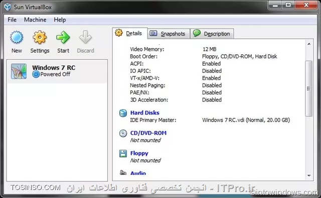 مراحل تصویری  نصب ویندوز 7 توسط VirtualBox
||http://programming.tosinso.com/files/get/c360d84b-be83-4273-bf0c-3b6c0605d07b||
||http://programming.tosinso.com/files/get/320b1f1a-6b1b-44a9-8f4b-b139ee75d854||
||http://programming.tosinso.com/files/get/75649d41-d6ce-4666-895d-863f83ffbc66||
||http://programming.tosinso.com/files/get/1ddbb77f-e9b7-44f5-aca3-664a389ef2cf||
||http://programming.tosinso.com/files/get/e29daf73-422f-472d-8c32-065383d29099||
||http://programming.tosinso.com/files/get/b823caf1-704e-461c-8390-964517e9a254||
||http://programming.tosinso.com/files/get/eb20fdd6-7e64-48a5-9f4e-68682bab64e4||