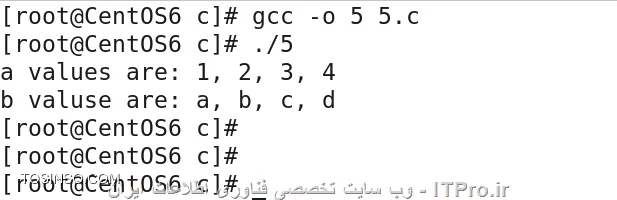 سلام و وقت بخیر. در این بخش، درمورد آرایه ها صحبت میکنیم. آرایه ها دسته ای از data type های یکسان به هم چسبیده هستند. وقتی یک آرایه n تایی تعریف میکنیم، تعداد n خانه حافظه پشت سر هم به این آرایه اختصاص داده میشود. به یاد داشته باشید که اگر مثلا یک آرایه 4 تایی تعریف کردید، خانه های آرایه از 0 شروع شده و تا 3 ادامه پیدا میکنند. یک فایل خالی با vim یا gedit باز کنید و کد های زیر را در آن بنویسید. همانطور که در شکل مشخص است، میتوانید ابتدا آرایه و اندازه آن را تعریف کرده و بعدا به آن مقدار دهید، و یا میتوانید تعریف و مقدار دهی به آرایه را همه در یک خط انجام دهید. هنگام استفاده از تابع printf برای چاپ آرایه، به جنس آرایه دقت کنید.
<center>
||http://tosinso.com/files/get/a2fc0522-b4a6-49ca-8ee5-627c725dd647||
<center>
<center>
||http://tosinso.com/files/get/1ea87ace-8d75-406d-a5cd-88ba79b2a0fd||
<center>
پایان قسمت ششم

نویسنده : سید محمد باقر موسوی
منبع : |جزیره برنامه نویسی وب سایت توسینسو::https://tosinso.com/programming|
هرگونه نشر و کپی برداری بدون ذکر منبع و نام نویسنده دارای اشکال اخلاقی است