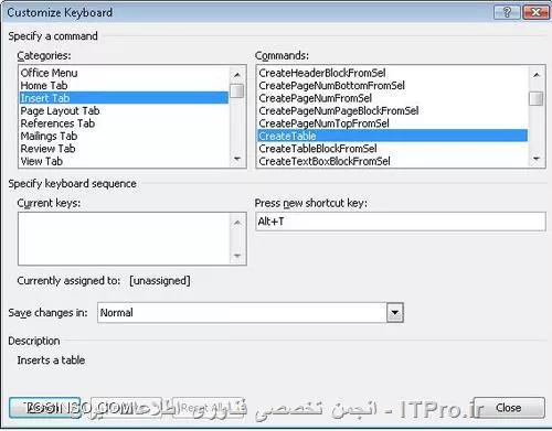 دلخواه سازی صفحه کلید در آفیس و Word