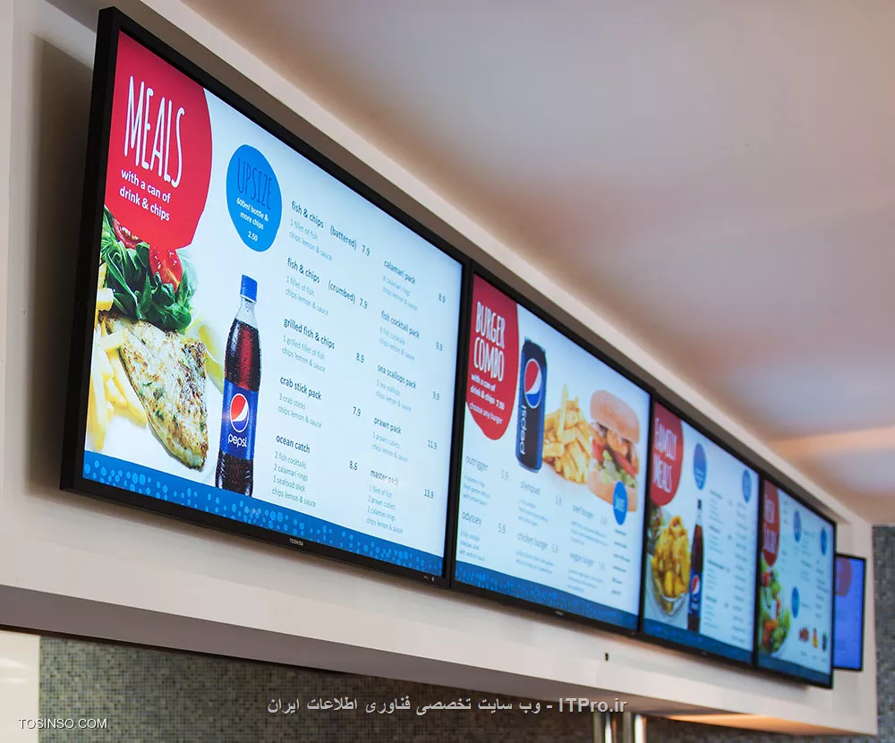 ||https://tosinso.com/files/get/be48076e-e785-4173-b3a4-c3b8658a8aee||
Digital Signage به معنای علامت های دیجیتال هست اما خوب همو نانگلیسی بهتر هست بگیم مثال این سیستم در فرودگاه ها هست.همون تلوزیون های نمایش وضعیت پرواز ها سیستم Digital Signage یک سامانه نرم­افزاری است که می تواند از یک پایگاه مرکزی، محتوای پخش شده روی تعداد نامحدودی از نمایشگرها را به طور زنده و در لحظه مدیریت و نظارت کند. این نمایشگرها می توانند در نقاط مختلفی از شهر، کشور و یا حتی جهان پراکنده شده باشند؛ تنها کافی است که با توجه به حساسیت ها و سیاست های ارگان مورد نظر، ساختار ارتباطی مناسب بین سامانه مدیریتی و نمایشگرها تعریف شده باشد. محتوای پخش شده روی پنل­های نمایشی می توانند انواع محتواهای دیجیتال (فیلم HD/SD، تیزر تبلیغاتی، فایل­های Flash، Power Point، زیرنویس و تمامی فرمت­های دیگر نمایشی) ، عکس، سایت اینترنتی، فیدهای RSS، سر خط خبرها، نمایشگرهای ترافیکی و آلودگی هوا، نقشه­های شهری و ... باشند که مدیریت محتوای آن از راه دور در مرکز کنترل و مانیتورینگ به سادگی صورت می­پذیرد. 

به نحوی که هر یک از پنل­ها در لحظه و بدون هیچ محدودیتی قابلیت ویرایش توسط کاربر در مرکز کنترل را دارند. به این ترتیب با ایجاد یک بستر امن برای ارتباط بین پایگاه مرکزی و نمایشگرها، می توان قابلیت فوق العاده ای را برای سازمان استفاده کننده از این سیستم فراهم کرد که در لحظه محتوای دلخواه را روی نمایشگر خود پخش کند یا محتوای در حال پخش روی هر یک از نمایشگرهای خود را کنترل کند. ضمنا می توان اختیار ایجاد تغییرات، با نظارت دستگاه مرکزی، را به بیرون از ارگان واگذار کرد. مثلا می توان راهکاری را تعریف کرد که در آن تمام شرکت هایی که مسئولیت جذب تبلیغات برای ارگانی مانند شهرداری یا مترو و ... را دارند، محتواهای خود را برای پخش روی تعداد معینی نمایشگر، به پایگاه مرکزی ارسال کنند و این محتواها پس از تایید پایگاه مرکزی روی نمایشگرها پخش شود. به این ترتیب فضای ایجاد شده روی تابلوها را می توان چندین برابر کرده یا حتی بین شرکت های تامین کننده محتوا و تبلیغات رقابت دائمی ایجاد کرد.

||https://tosinso.com/files/get/20d85d88-c730-46ee-8aea-cc6373158444||

از پیشتازان این حوضه میشه به سیسکو اشاره کرد.از مزایای مهم این سیستم قابلیت تطابق کامل با سامانه­های تعاملی است. در این سامانه­ها کاربر می تواند از طریق یک سیستم اینتراکتیو (touch screen) با سیستم ارتباط برقرار کند و لذا ارتباط کاربر با سیستم به صورت دو طرفه در می آید. به این ترتیب می توان دنیایی از کاربردهای جذاب و مفید را به سیستم اضافه کرد. مانند نقشه ها و مسیریاب­های اینتراکتیو، سامانه­های اطلاع­رسانی مانند کتاب اول، ایستگاه­های خدمات الکترونیک مانند دسترسی به اینترنت و ...

||https://tosinso.com/files/get/e4b43218-af62-4c0f-bfd0-38a4196bfbcf||

!!! حالا کاربردش چیه برای تبلیغات؟
--
سیستم  Digital signage  را میتوان برای کاربرد های متفاوتی مورد استفاده قرار داد . به تعبیر ساده این سیستم یک ارگان تبلیغاتی و روابط عمومی کامل با امکانات و سرعت بسیار بالا و هزینه اندک است . به طوری که تنها با یکبار هزینه کردن روی پیاده سازی این زیرساخت  میتوان  در آن واحد هزاران درگاه پخش را مدیریت  کرد و به  هریک یا هر گروه از آنها یک برنامه و محتوای مشخص برای پخش داد. همچنین میتوان با ایجاد یک بستر تعاملی دوطرفه با کاربران دنیایی از کاربردهای دو طرفه  مانند کسب نظرات مشتریان و سفارش مستقیم و...  ایجاد نمود. بدین ترتیب جذابیت سیستم برای مخاطب  چندین برابر خواهد شد . به دلیل اینکه محتوای پخش شده روی سیستم کاملا قابل مدیریت است میتوان صفحه نمایش را به چندین قسمت تقسیم کرد و بدین ترتیب در هر قسمت محتوای خاصی بر مبنای اطلاع رسانی یا تبلیغات پخش نمود ، که این امر باعث  جذب مشتری و همچنین ارایه تبلیغات متفاوت و در نتیجه در آمد زایی بیشتر میشود.
||https://tosinso.com/files/get/b1d66e25-7502-4250-ba8a-5c39aaa67a8f||