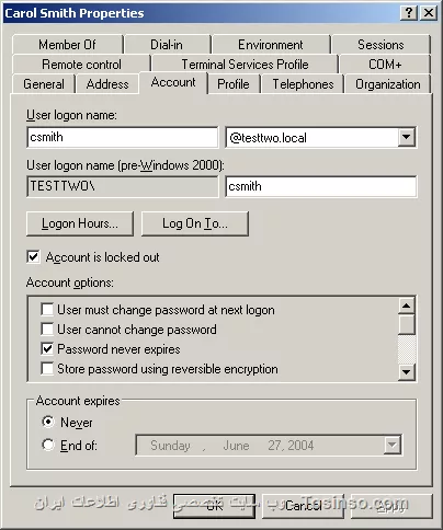 سلام دوست عزیز
در کنسول AD UC باید یوزر هایی رو که میخواین پسوردشون Expire بشه تیک گزینه Password never expires رو بردارید.
||https://network.tosinso.com/files/get/20db9157-7dea-44ce-b93e-bcd554a67e01||
ضمنا ادمین به صورت قانونی مجوز این رو نداره که پسورد کاربر ها رو ریست کنه و به پروفایلشون دستبرد بزنه.