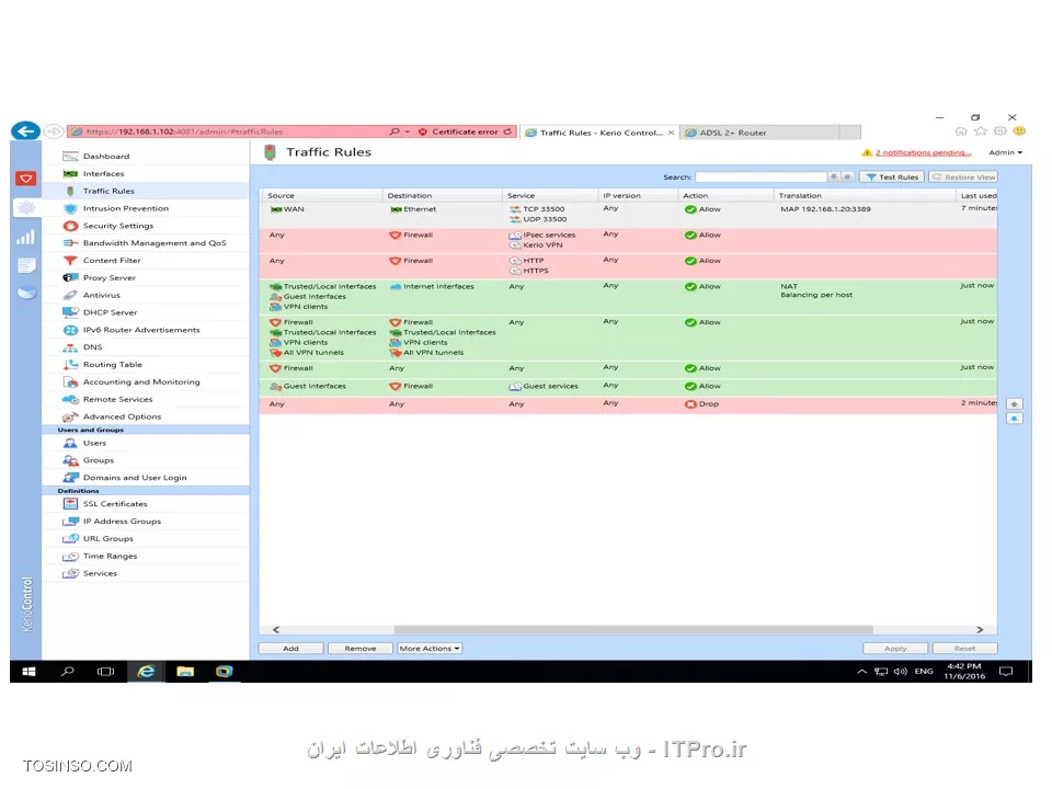 به نام خدا
لطفا راهنمایی کنید 
بنده در شبکه داخلی نرم افزار kerio control  راه اندازی کردم و تمامی کلاینتها اینترنت را از طریق نرم افزار کایرو دریافت میکنند
اما متاسفانه یک مشکل اساسی دارم و اینکه کلاینها بیرون از شرکت با آی پی پاپلیک نمیتوانند به سرور مورد نظر وصل شوند
حتی پورت مورد نظر را روی مودم باز کردم و آدرس آی پی اینترنت Kerio را ست کردم اما متاسفانه نشد.
بنده عکسها گذاشتم لطفا راهنمایی کنید خیلی مهمه
||http://tosinso.com/files/get/5a64a491-ffcf-42ab-a99b-66ae913eeab5||
||http://tosinso.com/files/get/b77a94fb-60d3-4f8c-be8c-92dd67dbde73||
||http://tosinso.com/files/get/6efc6f9b-4c9a-4953-b8cc-c52befc803ab||
||http://tosinso.com/files/get/d2ffe96e-cefc-44c6-8652-01d0096b94f8||
||http://tosinso.com/files/get/eb4863c2-d805-4da5-b372-9ee4bc74a005||
حتی تنظمیات را چند بار هم عوض کردم نشد مانند تصویر زیر
||http://tosinso.com/files/get/22f948db-2651-4623-ab13-1c2e010f38c4||