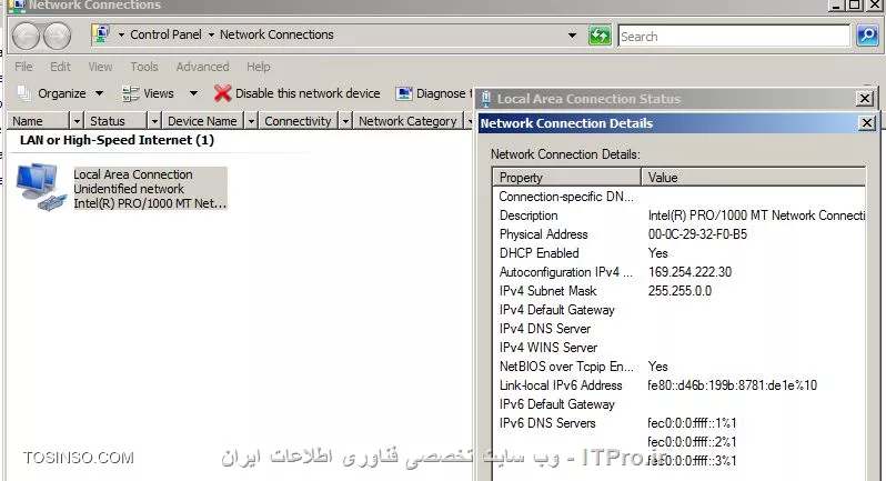 با سلام

من یه ویندوز سرور روی Vmware نصب کردم  DHCP رو روی سرور نصب کردم و تنظیماتش رو انجام دادم حالا هر کاری میکنم خود ویندوز سرور روی ip اتوماتیک از DHCP آی پی

و آی پی هایی که میگیره مربوط به تنظیمات DHCP من نیست احتمال زیاد از VMware یا آنتی ویروس میگیره که از یه طرفی هم آی پی که میگیره نه تو VM  هست نه آنتی ویروس

نمیدونم از کجا آی پی میگیره

خلاصه من میخوام تنظیماتی رو انجام بدم که سروری که روش DHCP  رو نصب کردم خود سرور از اون آی پی بگیره چنتا عکس هم پایین میزارم

از آی پی دهی آنتی ویروس هم سر در نمیارم و کسپراسکی هست


||http://tosinso.com/files/get/2360dc85-f874-46c4-88d9-f9055ac92bad||


||http://tosinso.com/files/get/3e776700-674c-46a0-b38b-c1d9ba0916df||


||http://tosinso.com/files/get/6b239090-e1d1-4140-9864-b0fc4295ee8b||

||http://tosinso.com/files/get/0f52f076-1bc3-4500-ab9f-7208145c52ec||