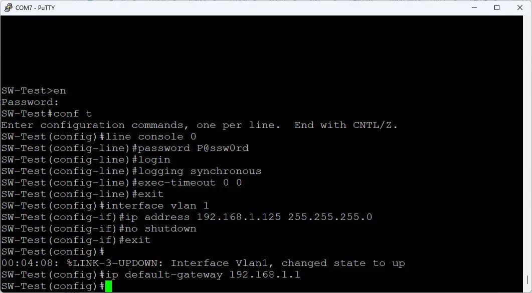 تنظیم Gateway در سوئیچ سیسکو
