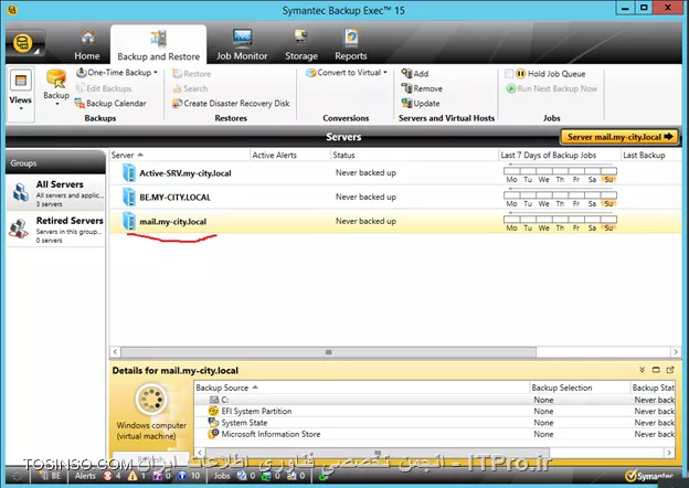 Backup and Restore از Exchange 2013 بوسیله برنامه Backup Exec
