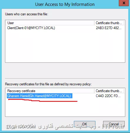 ایجاد Data Recover Agent برای رمزگشائی کردن فایلهای کاربران در Domain