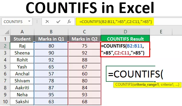 تابع COUNTIFS  در اکسل