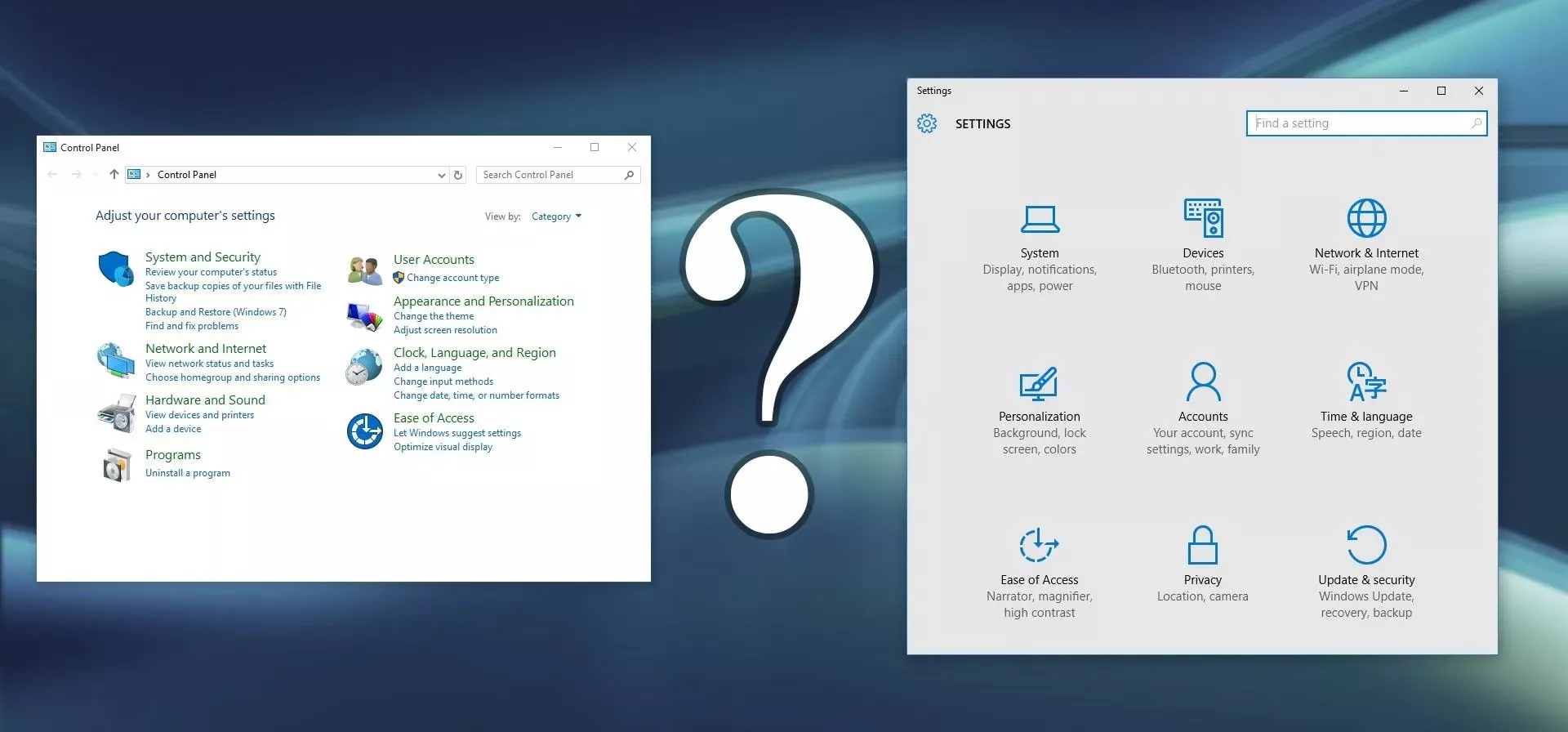 Control Panel یا Settings