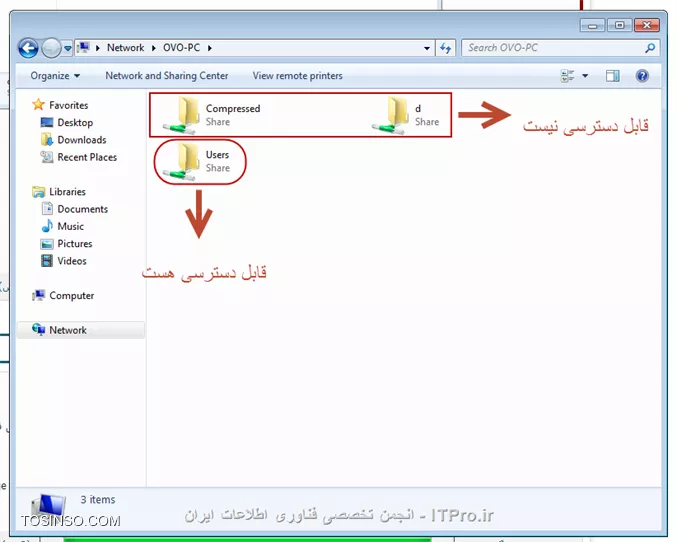 باید متذکر بشم که من به پوشه ی user دسترسی دارم و میتونم فایل هامو اونجا بریزم و وردارم اما هر پوشه ای بغیر از اون نمیشه.
فکر کنم دوتا سیستم همدیگرو پینگ میکنن.
تمام کارایی که یوزر ah64@ گفتند رو هم انجام دادم
توی تصویر زیر نشون دادم
||http://network.tosinso.com/files/get/29f6f8cb-3339-46ce-a055-f60cf3d6de52||