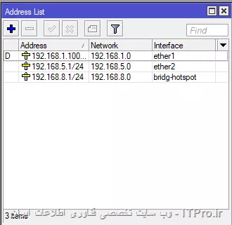 ||https://network.tosinso.com/files/get/4307af86-d4ff-4447-90a2-5caa42ee6a1f||
||https://network.tosinso.com/files/get/3841f55d-14bb-4724-a703-1e93262765e7||
||https://network.tosinso.com/files/get/2a978655-c2fa-425a-8da8-c7c0fbed219b||
||https://network.tosinso.com/files/get/48ad1790-ed7d-475a-8185-579f159b5c60||

تنظیمات هم من فقط پورت ها رو ادرس دهی کردم و هات اسپات رو راه اندازی کردم 
قبلا هم هینکارو کرده بودم ولی نت و شبکه برقرار بود
ایندفعه هم نت و هم شبکه قطع شده بود که نت با فعال کردن NAT ردیف شد ولی هنوز به شبکه دسترسی ندارم .
فقط شکم به این عکس اخریه نمیدونم قبلا هم هینطور بوده یا نه