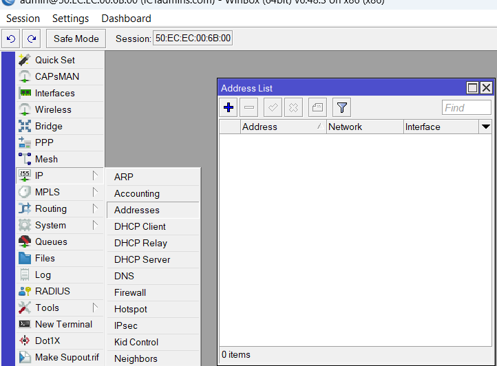set ip address to interfaces in mokrotik