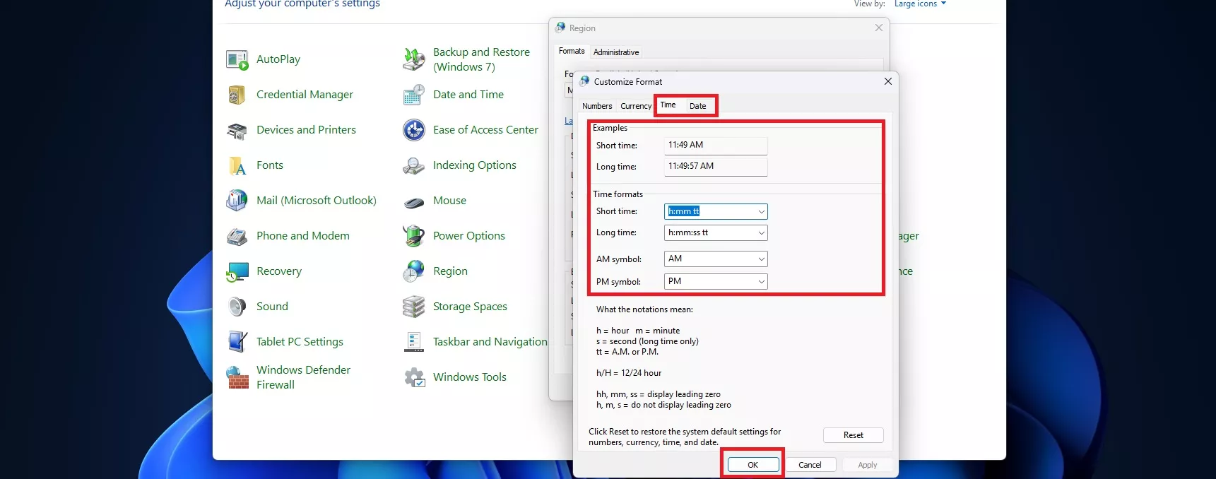ساعت و تاریخ در ویندوز