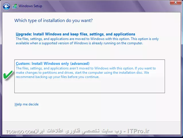 درود به همه دوستان خوب ITPRO ، با سومین جلسه MCSA در خدمت شما عزیزان هستم

!! روش های نصب ویندوز 8
در جلسات پیش به معرفی ویندوز 8 و نیز پیش نیازهای آن و موارد مربوطه پرداختیم. در این جلسه اما بحث اصلی ما حول محور چگونگی نصب ویندوز 8 و نیز نکاتی پیرامون آن خواهد بود. فرض ما در ابن جلسه برای شروع بر این خواهد بود که شما تمامی نکات ضروری پیش از نصب ویندوز 8 را که در جلسات پیش گفته شد رعایت کرده باشید، و اکنون قصد نصب ویندوز 8 را دارید. به طور کلی برای نصب ویندوز 8 بر روی کامپیوتر یا لب تاپ، می توان از یکی از سه روش زیر بهره برد و استفاده کرد:

* نصب از روی DVD ویندوز
* نصب از طریق شبکه و به واسطه ویندوز سرور
* نصب از طریق USB Flash و یا دیگر حافظه های جانبی

ذکر این نکته در اینجا ضروری به نظر می رسد که در هر سه روش فوق، روند کلی کار به یک شکل خواهد بود، تنها در نحوه بوت شدن یا به اصطلاح ساده تر شروع به کار برای نصب است که این سه روش متفاوت از یکدیگر عمل می کنند. پس به فرض این که شما به وسیله یکی از سه روش فوق کامپیوترتان را برای نصب آماده کرده باشید، اکنون زمان آن فرا رسیده تا مراحل نصب را با یکدیگر مرحله به مرحله مرور نماییم.همان طور هم که در بالا اشاره شد اولین گام در نصب ویندوز 8، بوت کردن کامپیوتر به وسیله DVD ویندوز، یا روش های دیگری از قبیل کارت شبکه و حافظه های جانبی می باشد. ولی چون در اینجا تمرکز ما تنها بر روی نصب از طریق DVD می باشد، در نتیجه پس از قرار دادن DVD ویندوز 8 بر روی کامپیوتر و روشن کردن سیستم، با زدن کلید Delete صفحه کلید (یا دیگر کلیدهای تعبیه شده برای این کار)، ابتدا وارد تنظیمات بایوس کامپیوتر شده و First Boot کامپیوتر را بر روی DVD قرار می دهیم. در نهایت تغییراتی را که در بایوس انجام داده ایم ذخیره کرده، و مجدد کامپیوتر را راه اندازی می نماییم تا DVD ویندوز شروع به لود شدن بنماید و عملیات نصب آغاز گردد. 
<center>
||http://tosinso.com/files/get/3c6df564-ed35-4945-ba18-bd6dcc007e01||
||http://tosinso.com/files/get/f5b6cc6d-dee8-4ad4-9152-1bbc51da85d6||
<center>
همان گونه که در دو تصویر بالا نیز مشاهده می کنید، و با تغییر دادن گزینه های بوت کامپیوتر بر روی درایو DVD، اکنون عملیات بوت با موفقیت انجام پذیرفته و ویندوز در حال آماده سازی برای شروع نصب می باشد.
پس از این که کامپیوتر با موفقیت بوت شد، صفحه آغازین نصب ویندوز برای ما ظاهر می گردد، و ما نیز با کلیک بر روی Install Now پروسه نصب را آغاز می نماییم.
<center>
||http://tosinso.com/files/get/210ef757-00e9-47f6-993c-f0ddb7605195||
<center>
در صفحه ای که پس از کلیک بر روی Install Now ظاهر خواهد شد، نسخه ویندوزی را که قصد نصب کردن آن را داریم انتخاب کرده و بر روی Next کلیک می کنیم. همان طور که در تصویر زیر نیز مشاهده می کنید، و به دلیل این که DVD که من قصد نصب از روی آن را دارم تنها دارای یک نسخه از ویندوز 8 می باشد، پس همین یک نسخه را انتخاب می کنم و بر روی Next کلیک می نمایم. 
<center>
||http://tosinso.com/files/get/79b34657-5735-40fb-9296-0bb12c1df420||
<center>
بایستی توجه داشت در صورتی که DVD شما دارای چندین نسخه مختلف از ویندوز 8 باشد می توانید بر حسب نیازهایتان یکی را انتخاب کرده و Next کنید. ضمنا می توانید با مراجعه به |این پست::http://network.tosinso.com/tutorials/32594/%D8%AF%D9%88%D8%B1%D9%87-mcsa-%2870-687%29-%D8%AC%D9%84%D8%B3%D9%87-%D8%A7%D9%88%D9%84| از قابلیت ها و ویژگی های متفاوت هر یک از نسخه های ویندوز مطلع گردید.
<center>
||http://tosinso.com/files/get/ca245ea2-72a7-4513-9df0-fe9a58217732||
<center>
با رویت صفحه بعدی، با زدن تیک گزینه I accept to license terms و سپس فشردن دکمه Next مراحل را ادامه خواهیم داد.
<center>
||http://tosinso.com/files/get/2d18b5e9-9d52-4b77-808e-c3d28fcf5fb1||
<center>
قسمت بعد و در صفحه ای که در بالا مشاهده می کنید، مربوط به انتخاب حالت نصب می باشد. بدین معنی که دو گزینه پیش روی ما خواهد بود: گزینه اول که با Upgrade مشخص شده، بیانگر این است که آیا قصد ارتقا ویندوز فعلی  را دارید؟ اگر این گزینه را انتخاب نماییم تمامی برنامه ها و تنظیمات از ویندوز فعلی که بر روی روی کامپیوترمان نصب می باشد، بدون حذف شدن یا تغییری در آن ها به ویندوز 8 جدید که اکنون قصد نصب آن را داریم منتقل خواهد شد. اما گزینه دوم یعنی Custom: Install Windows only (Advanced) بدین مفهوم می باشد که ویندوزی کاملا جدید و تازه برایمان نصب خواهد گردید. از آنجا که هدف ما نیز همین گزینه بوده و قصد ارتقا از ویندوزهای قدیمی تر مثل 7 یا ویستا را نداریم، پس با انتخاب این گزینه مراحل را ادامه می دهیم.
<center>
||http://tosinso.com/files/get/d42b2577-725c-4783-96d0-8dff8a9c19e1||
<center>
در مرحله بعد و در تصویر بالا، که آخرین مرحله از این قسمت نیز محسوب می شود، بایستی یکی از درایوهای هارد دیسک کامپیوتر را که قصد نصب کردن ویندوز بر روی آن را داریم انتخاب نموده و سپس بر روی Next کلیک کنیم. از آنجا که من تنها دارای یک درایو بر روی کامپیوترم می باشم، پس همان یک درایو را انتخاب کرده و بر روی Next کلیک می نمایم.پس از انجام آنچه که گفته شد و با کلیک بر روی Next عملیات نصب آغاز خواهد گردید، و با توجه به قدرت سخت افزارهایی که بر روی کامپیوترمان داشته باشیم، ممکن است روند نصب بین 15 الی 30 دقیقه به طول بیانجامد. پس شکیبا باشید ...نکته: چنان چه بر روی کامپیوتر دارای هارد دیسکی با حجم بالا باشید، و با رسیدن به بخش انتخاب پارتیشن برای نصب، با کلیک بر روی New اقدام به ساخت چند درایو جدید کرده و تنها بر روی یکی از درایوهای جدید ساخته شده ویندوز را نصب نمایید. 
<center>
||http://tosinso.com/files/get/e871da8d-fd30-47f9-94be-e16552833309||
<center>
عملیات نصب آغاز می گردد ...

<center>
||http://tosinso.com/files/get/c8b94d1f-baa2-48cd-9ffa-ea234456e9a4||
<center>
پس از گذشت مدت زمان طی شده، و اتمام فرایند نصب، اولین اقدامی که ویندوز انجام خواهد داد آماده سازی کامپیوتر برای شروع می باشد. در این مرحله ممکن است کامپیوترمان به طور خودکار یک با چندبار ریستارت گردد. ما نیز کمی صبر می کنیم تا این مرحله هم مانند مراحل پیش با موفقیت به اتمام برسد.
<center>
||http://tosinso.com/files/get/9c91ba6c-942f-4f1e-8214-0966ae5933dc||
<center>
پس از پایان نصب با موفقیت، اولین صفحه ای که برایمان به نمایش در خواهد آمد صفحه ای ست که در بالا مشاهده می کنید. در واقع از این صفحه به بعد ویندوز از ما می خواهد تا اطلاعات شخصی مان از قبیل نام، اسم دلخواه کامپیوتر، و احیانا رمز عبوری را وارد نموده تا پروسه نصب کامل گردد. از این روی ما نیز با توجه به اطلاعات مان همین کار را انجام خواهیم داد.البته بایستی توجه داشت که می توان با انتخاب Use Express Settings که در شکل بالا نیز می بینید، از تکمیل این اطلاعات زمان بر اجتناب کرده و در نهایت تنها یک یوزر برای کامپیوترمان تعریف کنیم. ولی شما اگر دوست داشته باشید می توانید با انتخاب Customize اقدام به شخصی سازی اطلاعات مربوطه نمایید.
<center>
||http://tosinso.com/files/get/df87a208-2b64-439c-bf7d-a689ae11c01a||
<center>
قسمت بعد انتخاب گزینه Local Account برای ساخت یک اکانت بر روی کامپیوتر می باشد. این گزینه را انتخاب کرده و سپس با دادن یک نام دلخواه که معمولا نام خود فرد یا نام شرکت می باشد، در نهایت با زدن دکمه Finish مراحل نصب ویندوز به پابان خواهد رسید. تبریک می گویم! اکنون شما موفق به نصب ویندوز 8 بر روی کامپیوترتان شده اید. امیدوارم آموزشی که در این جلسه خدمتتان ارائه شد، گویا و شفاف بوده باشد. در صورت هر گونه پرسش یا ابهامی در این درس خوشحال خواهم شد آن را شنیده و در رفع اشکالات کمک نمایم.
<center>
||http://tosinso.com/files/get/ca7888d9-b56d-49ca-9105-6cd8df0ca8d8||
<center>
<left>
شاد باشید
<left>

نویسنده : اسحاق احمدپور
منبع :| جزیره سرویس های شبکه مایکروسافت وب سایت توسینسو::https://tosinso.com/microsoft|
هرگونه نشر و کپی برداری بدون ذکر منبع و نام نویسنده دارای اشکال اخلاقی است
